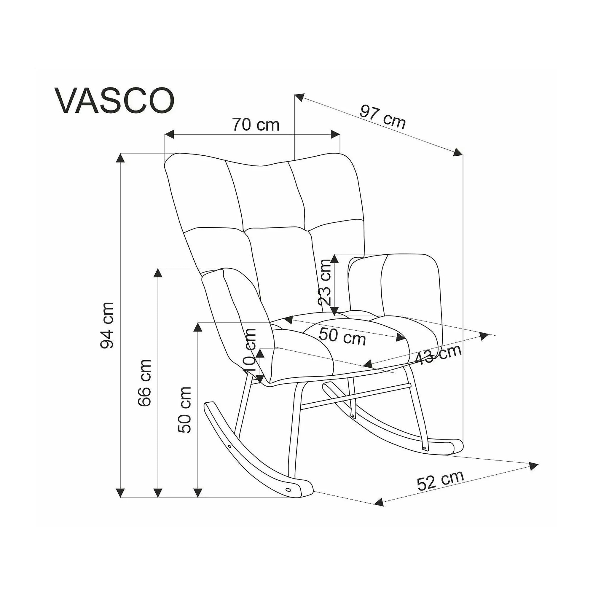 Fotoliu balansoar VASCO, stofa clasica gri - Nea 15, 70x97x94 cm