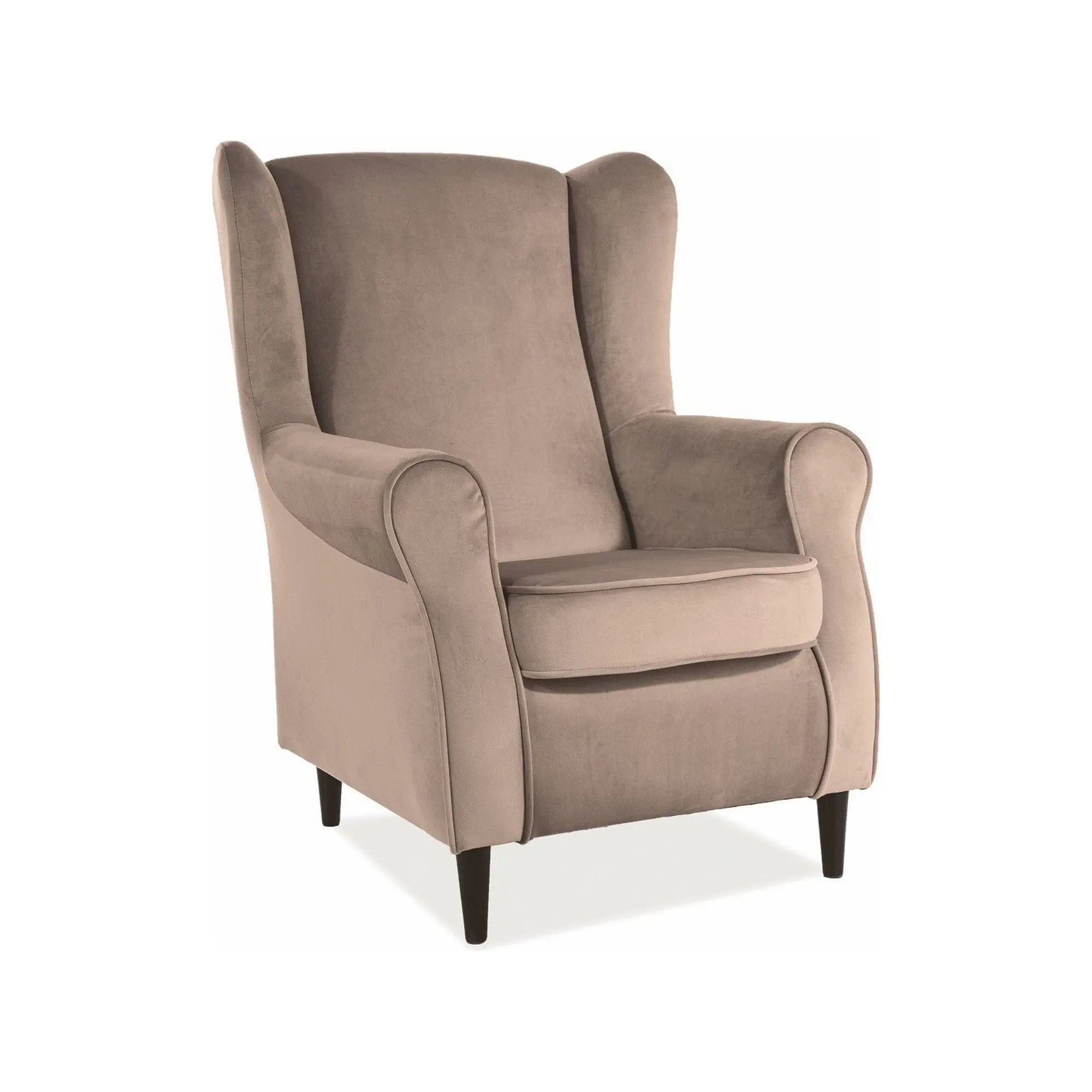 Fotoliu BARON, stofa catifelata bej - Bluvel 28/wenge, 75x80x101 cm