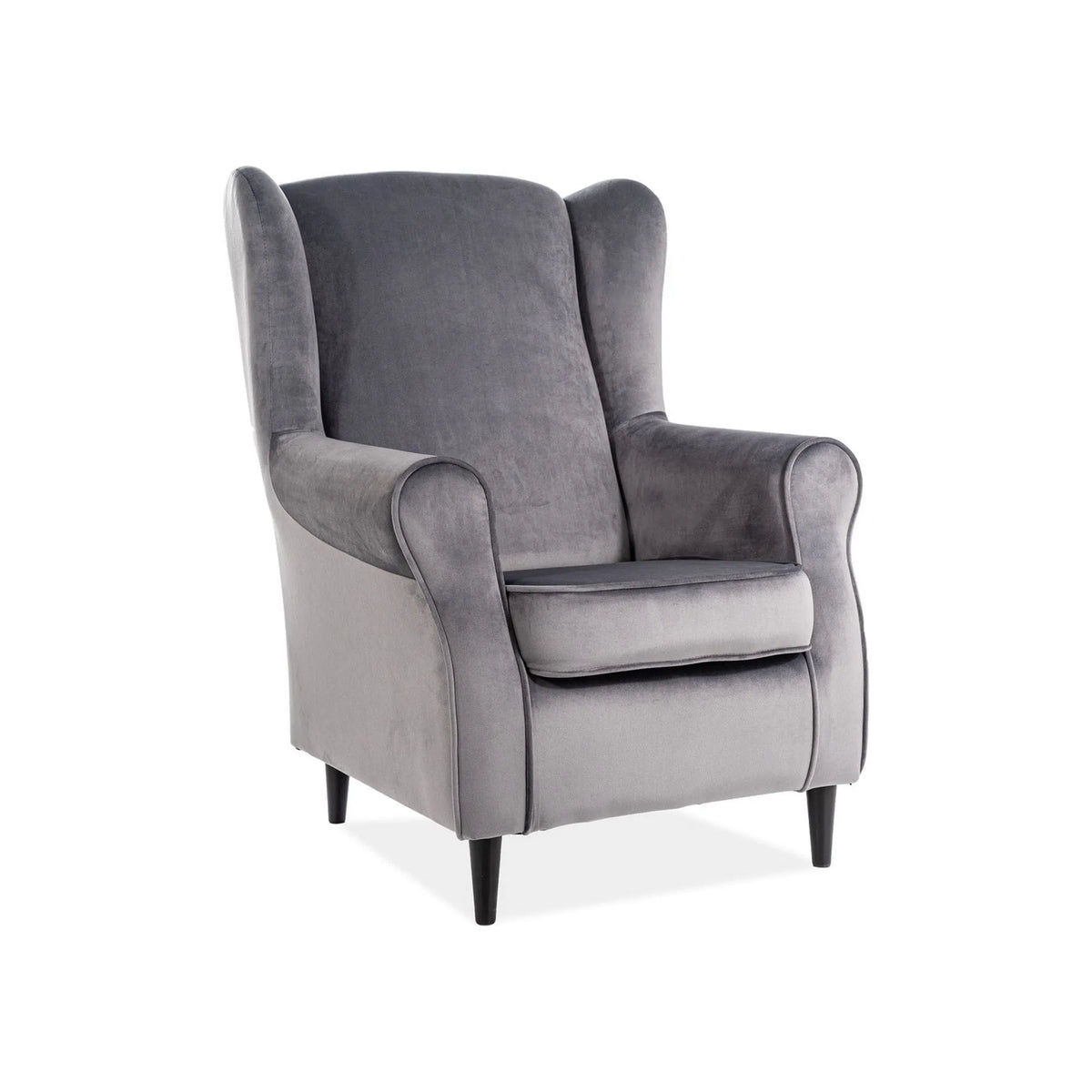 Fotoliu BARON, stofa catifelata gri - Bluvel 14/wenge, 75x80x101 cm