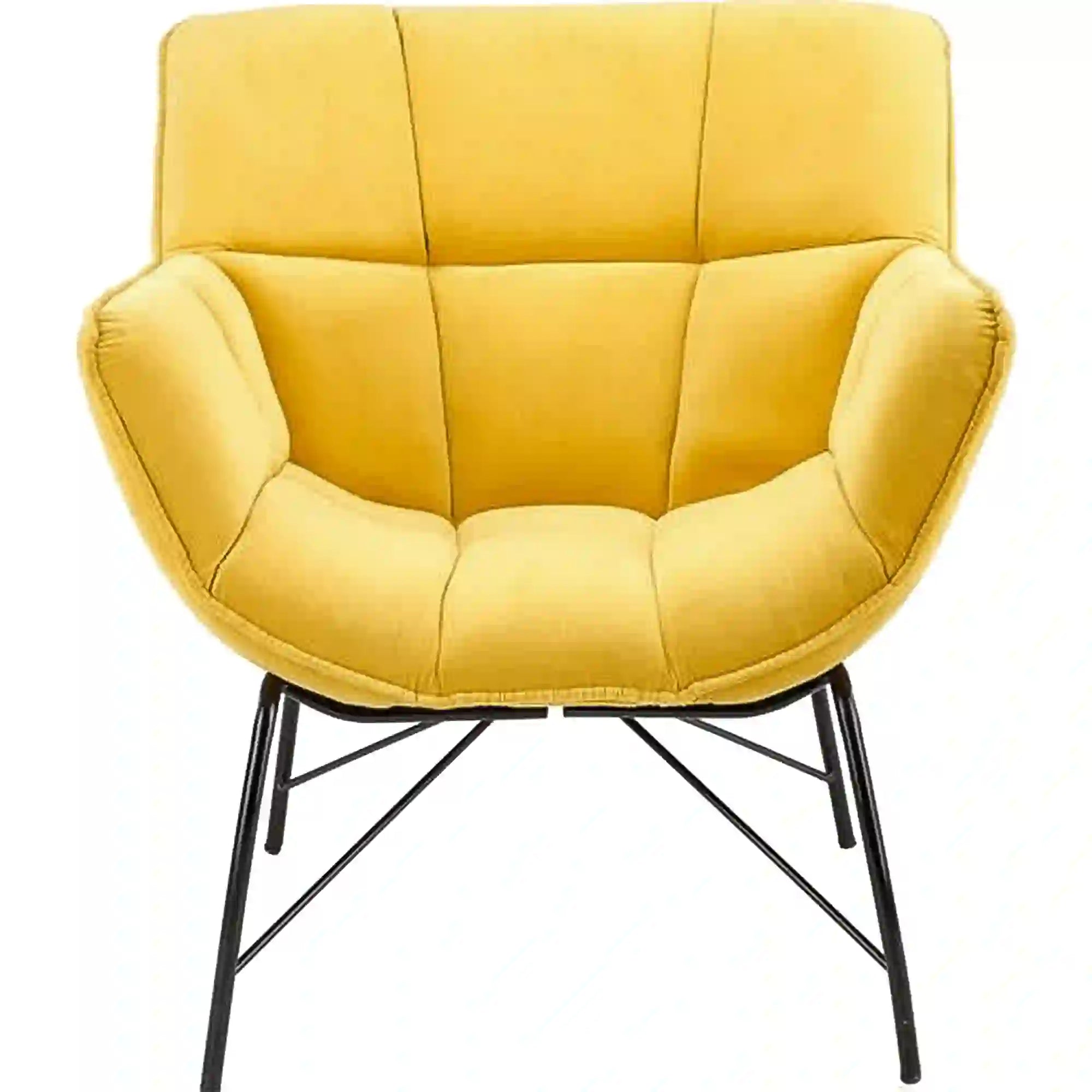 Fotoliu BELTON, galben/negru, stofa catifelata/otel, 74x73x78 cm