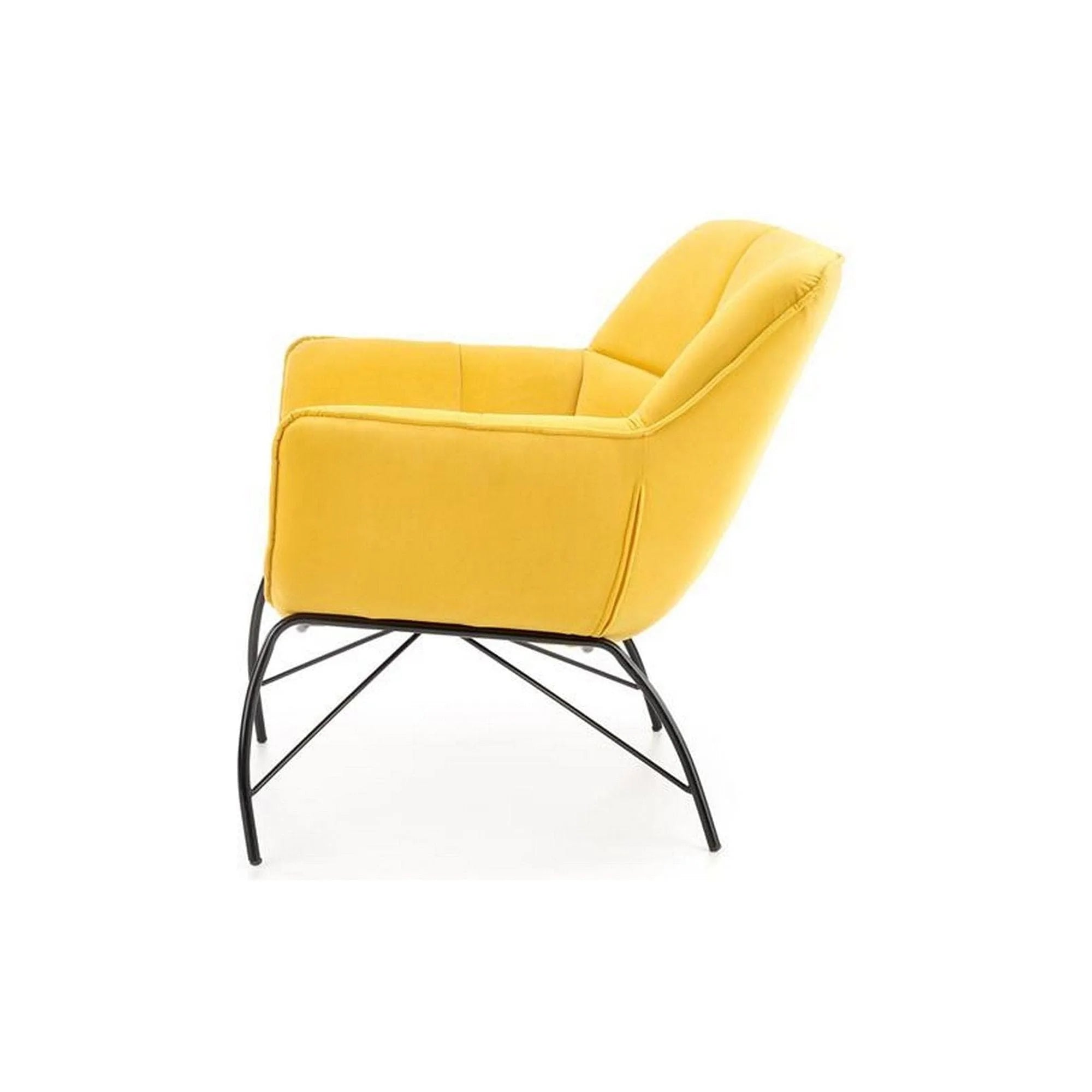 Fotoliu BELTON, galben/negru, stofa catifelata/otel, 74x73x78 cm