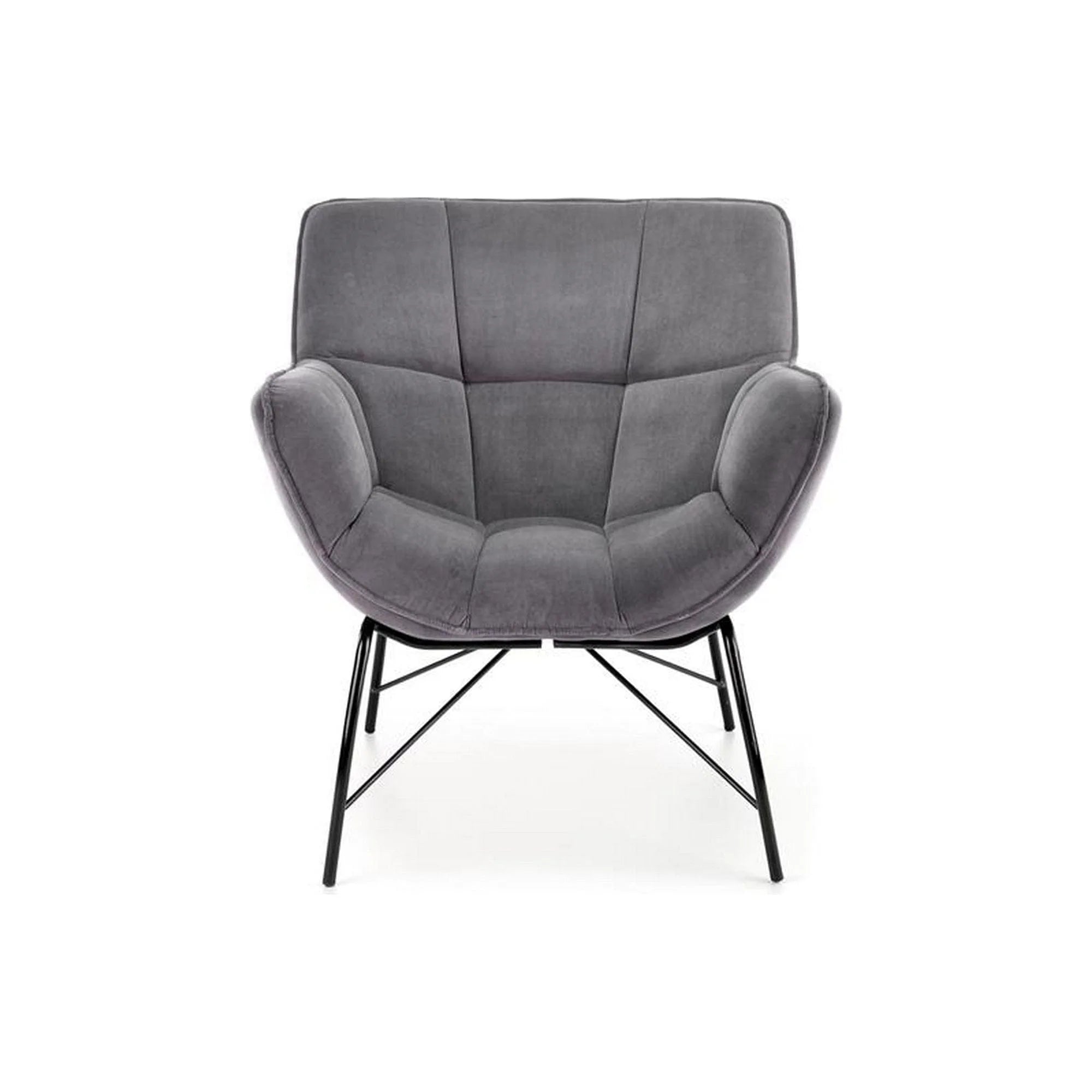 Fotoliu BELTON, gri/negru, stofa catifelata/otel, 74x73x78 cm