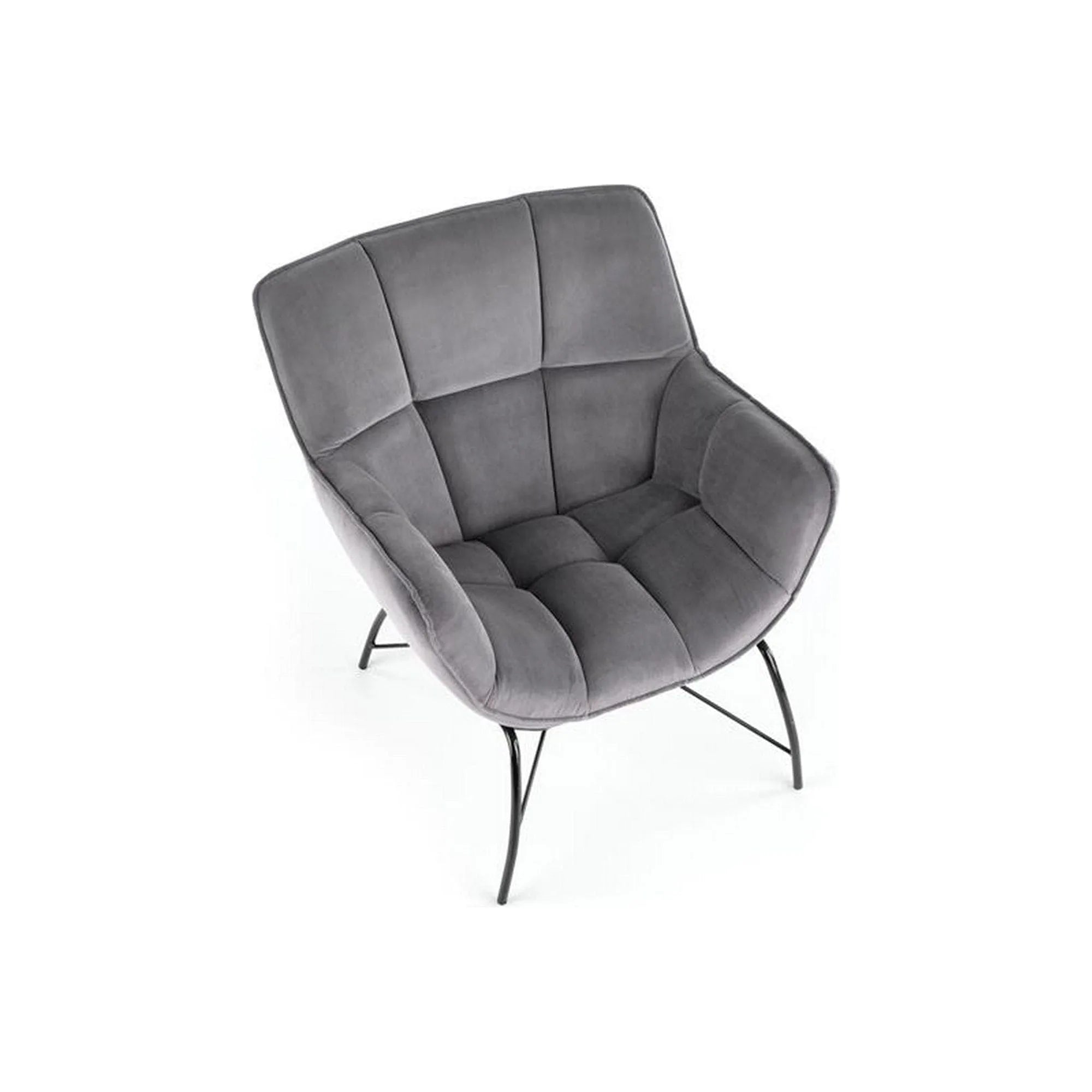 Fotoliu BELTON, gri/negru, stofa catifelata/otel, 74x73x78 cm