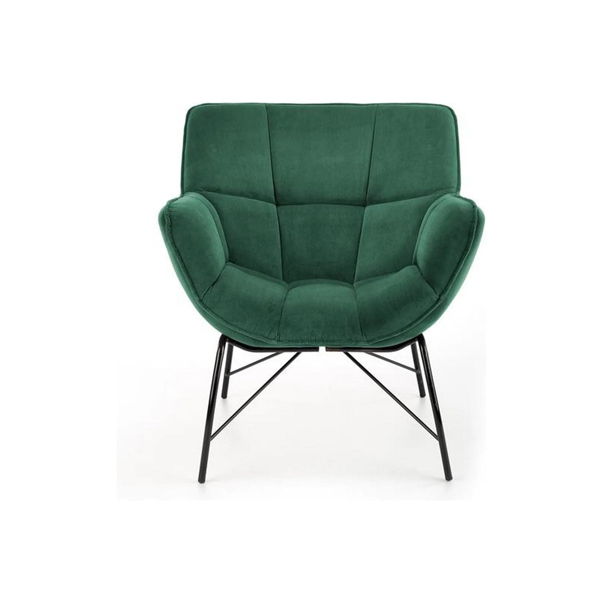 Fotoliu BELTON, verde inchis/negru, stofa catifelata/otel, 74x73x78 cm