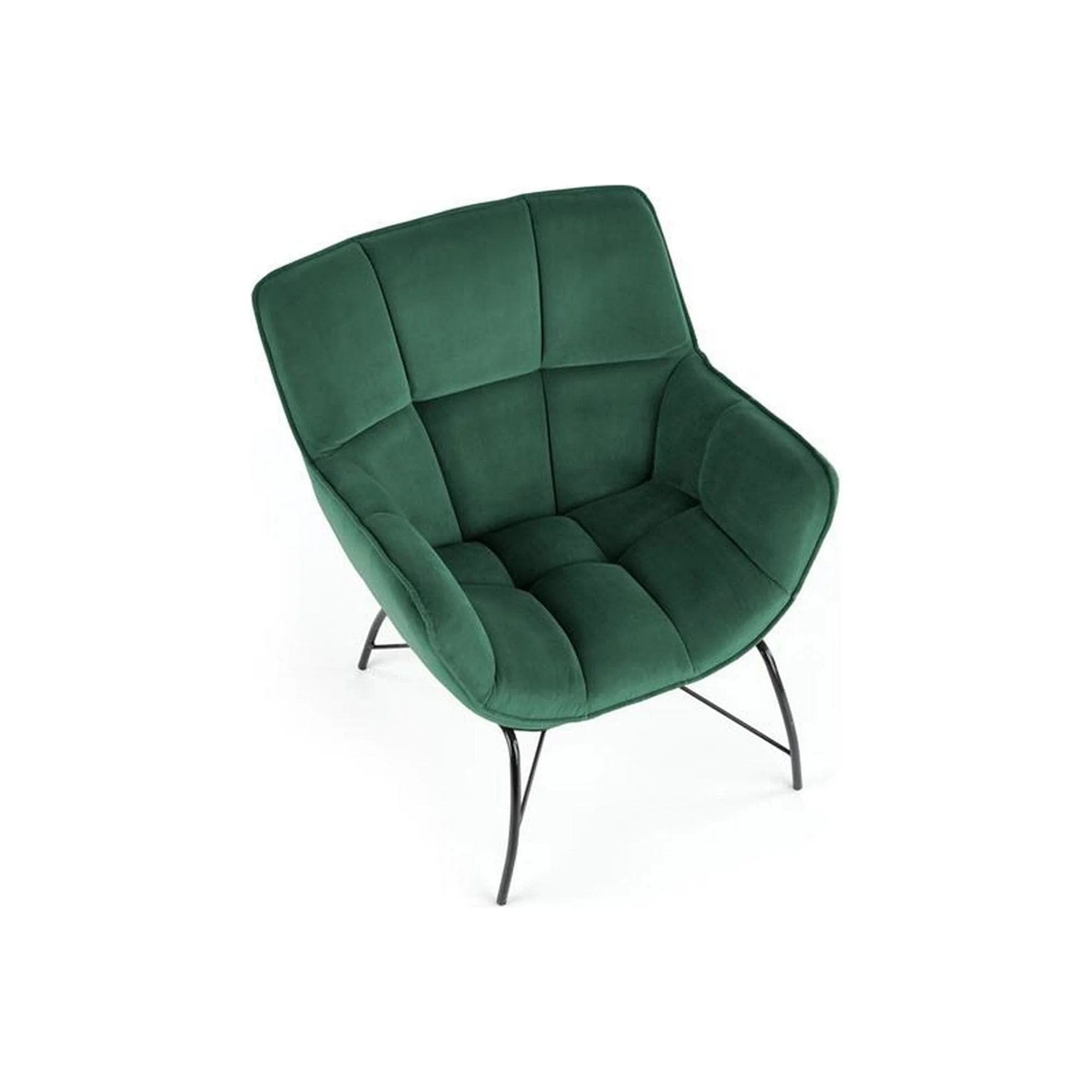 Fotoliu BELTON, verde inchis/negru, stofa catifelata/otel, 74x73x78 cm