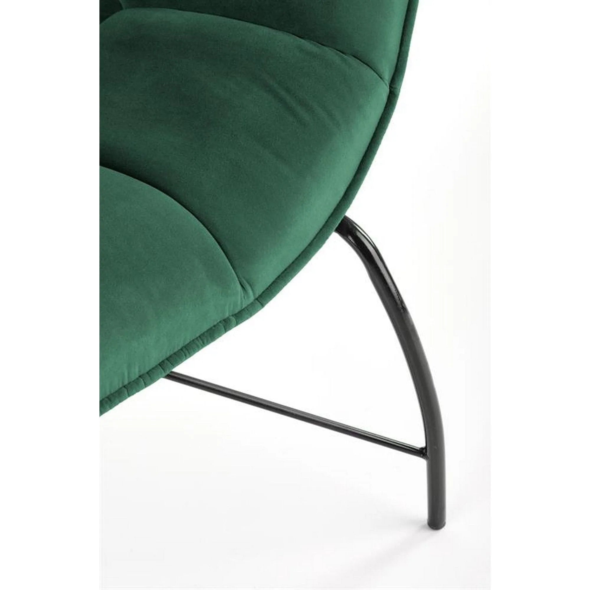 Fotoliu BELTON, verde inchis/negru, stofa catifelata/otel, 74x73x78 cm