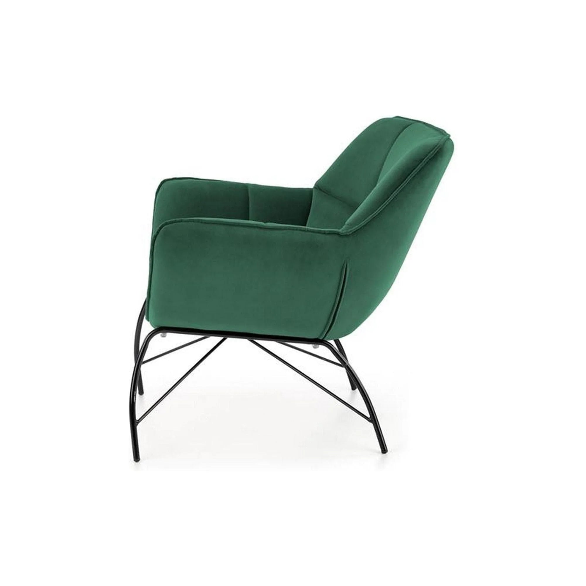 Fotoliu BELTON, verde inchis/negru, stofa catifelata/otel, 74x73x78 cm