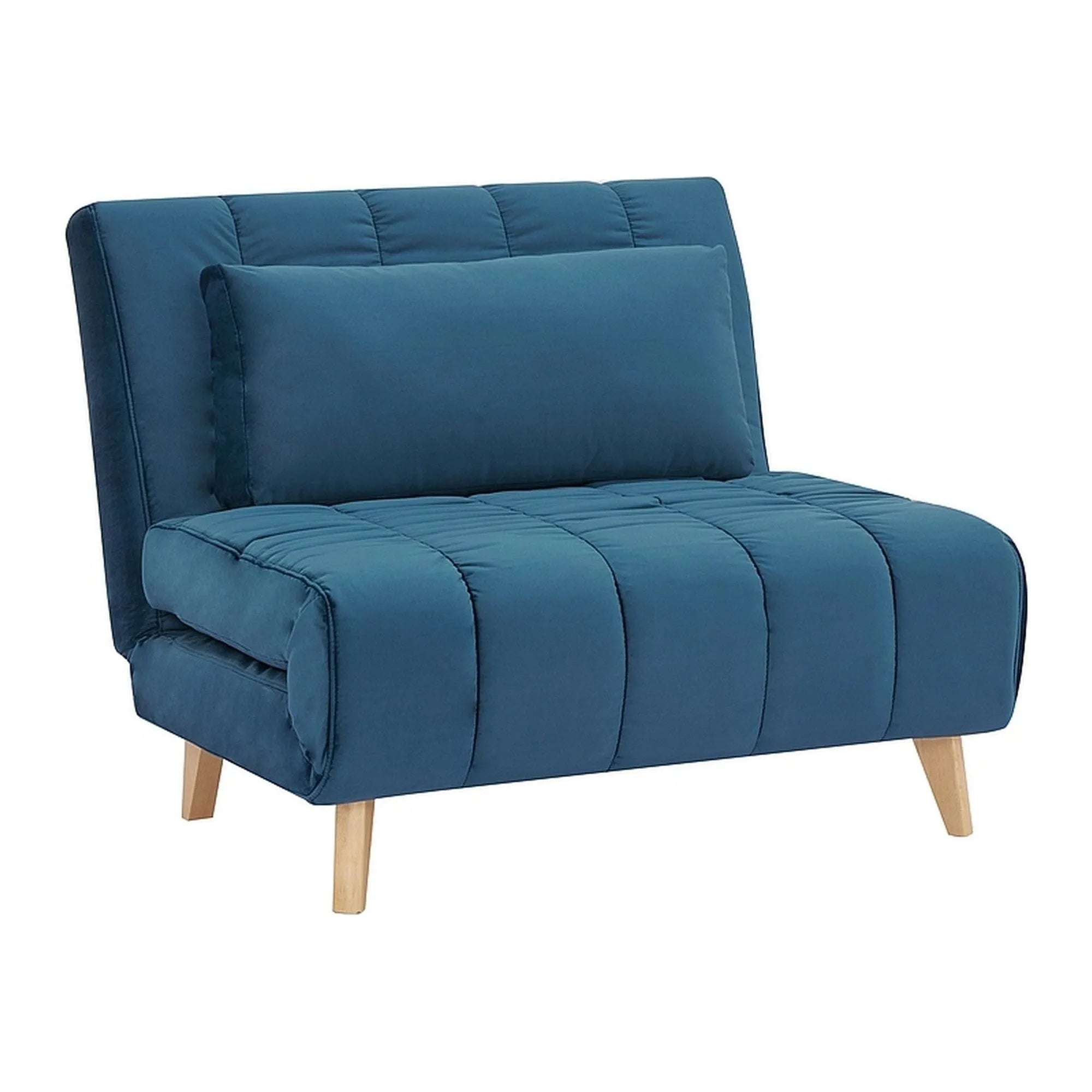Fotoliu BILLY, albastru/fag, stofa catifelata/lemn, 103x94x82 cm