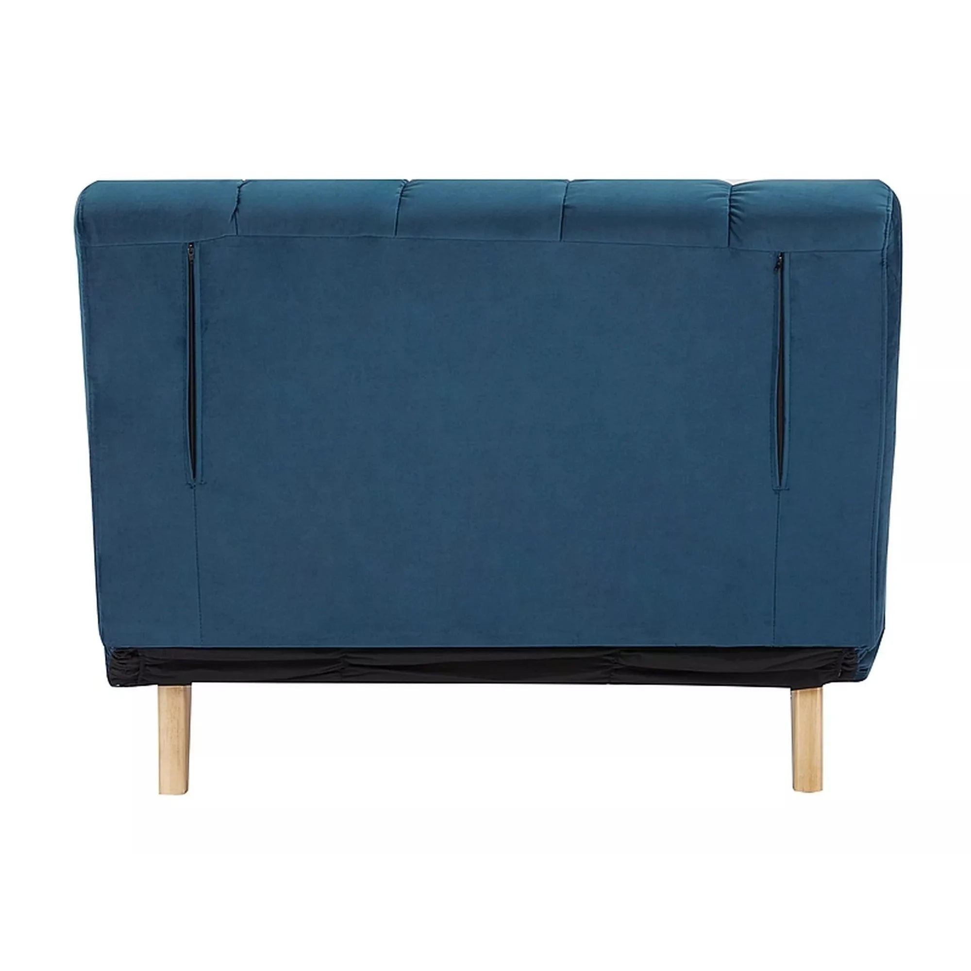 Fotoliu BILLY, albastru/fag, stofa catifelata/lemn, 103x94x82 cm