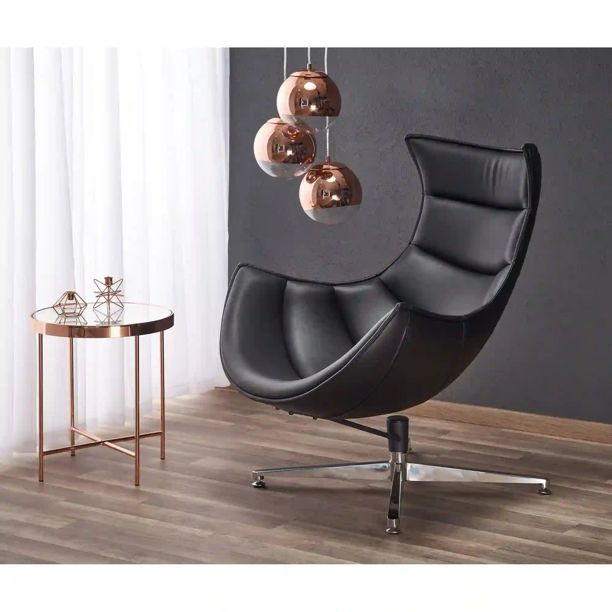 Fotoliu birou LUXOR, negru/crom, piele ecologica/metal, 86x84x96 cm