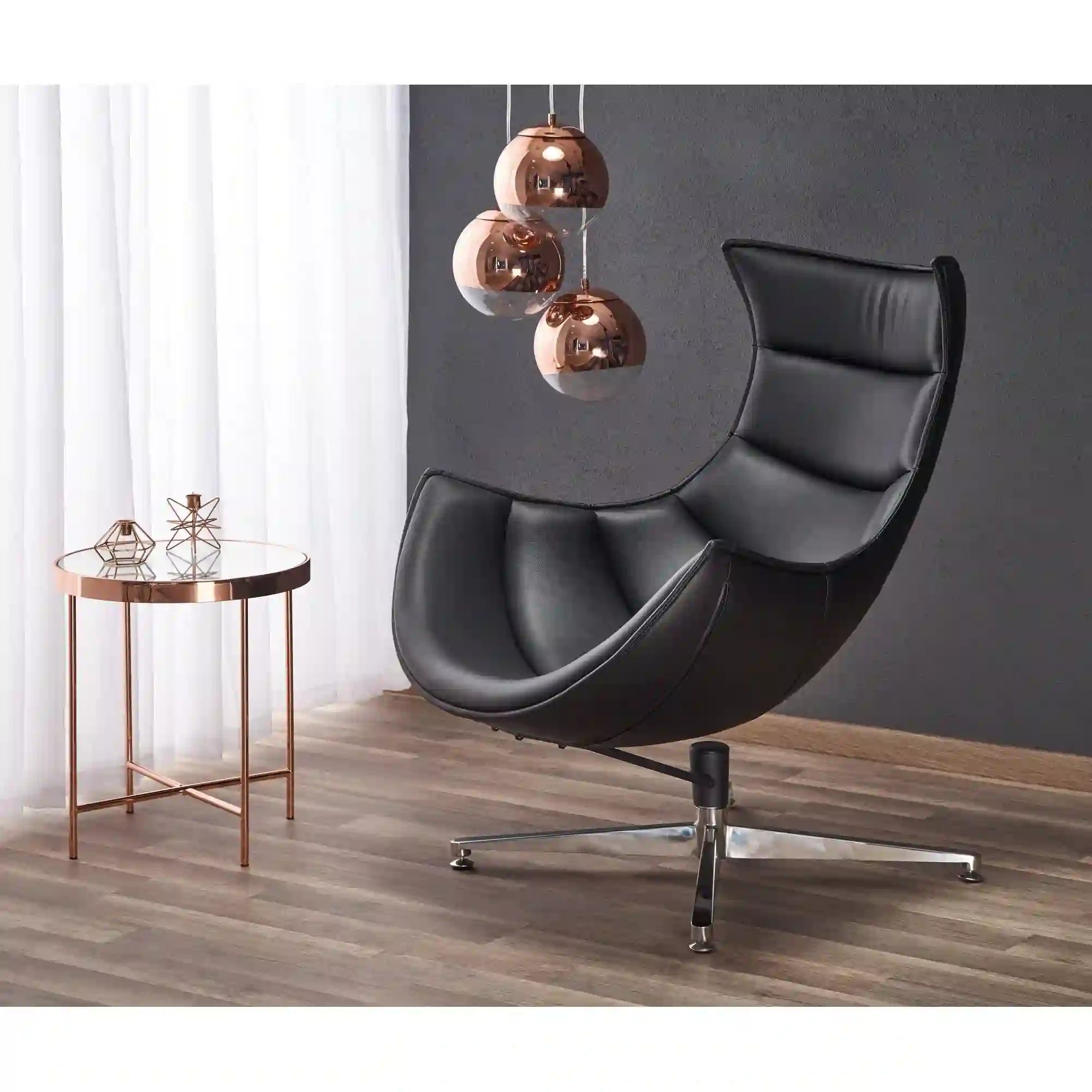 Fotoliu birou LUXOR, negru/crom, piele ecologica/metal, 86x84x96 cm