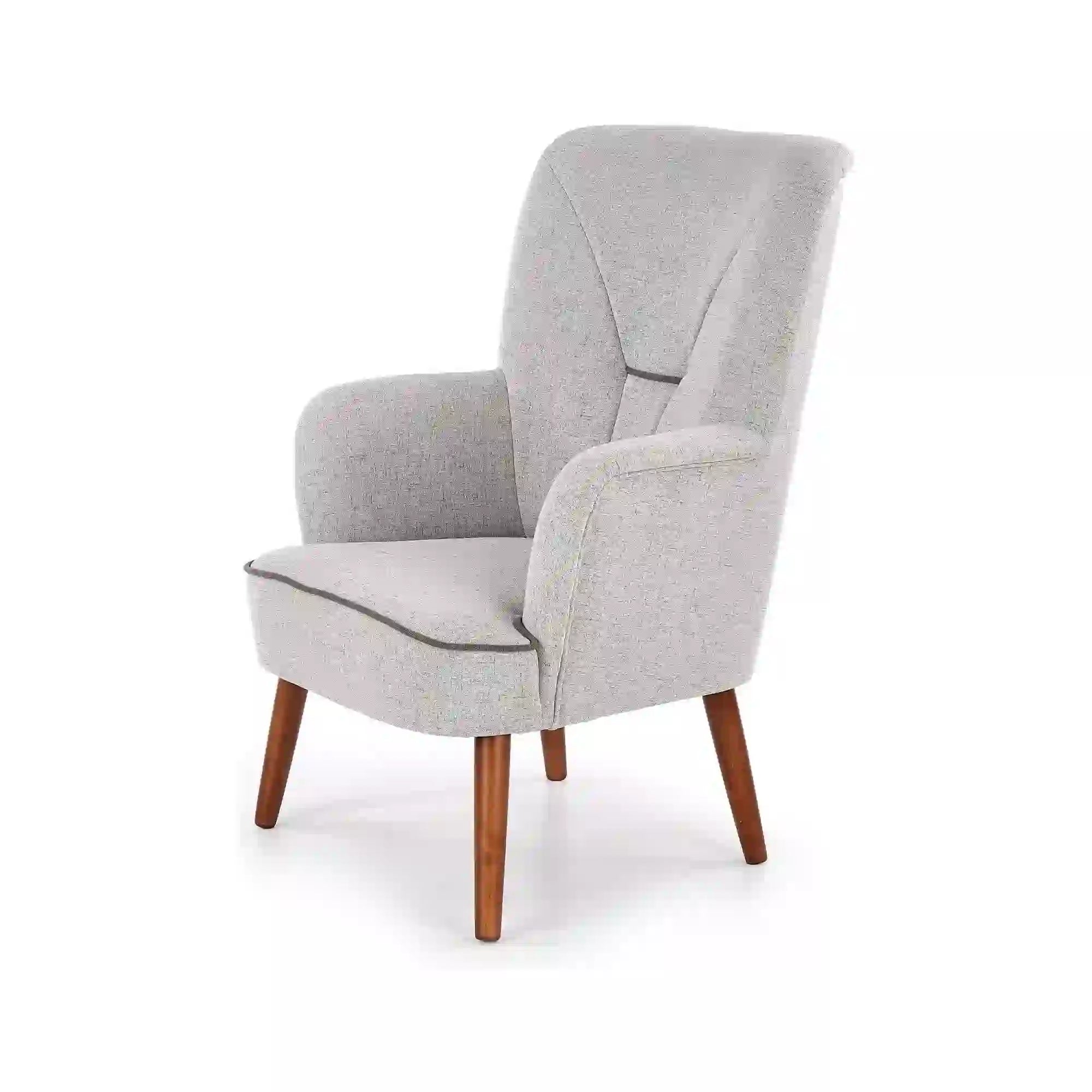 Fotoliu BISHOP, gri deschis/nuc, stofa/lemn, 76x78x102 cm