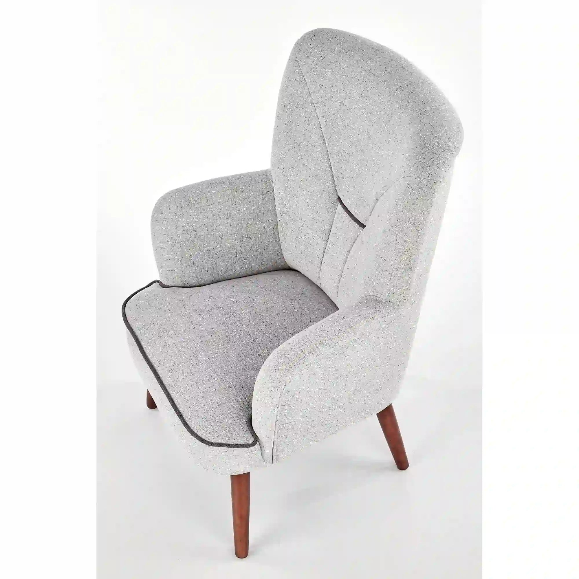 Fotoliu BISHOP, gri deschis/nuc, stofa/lemn, 76x78x102 cm