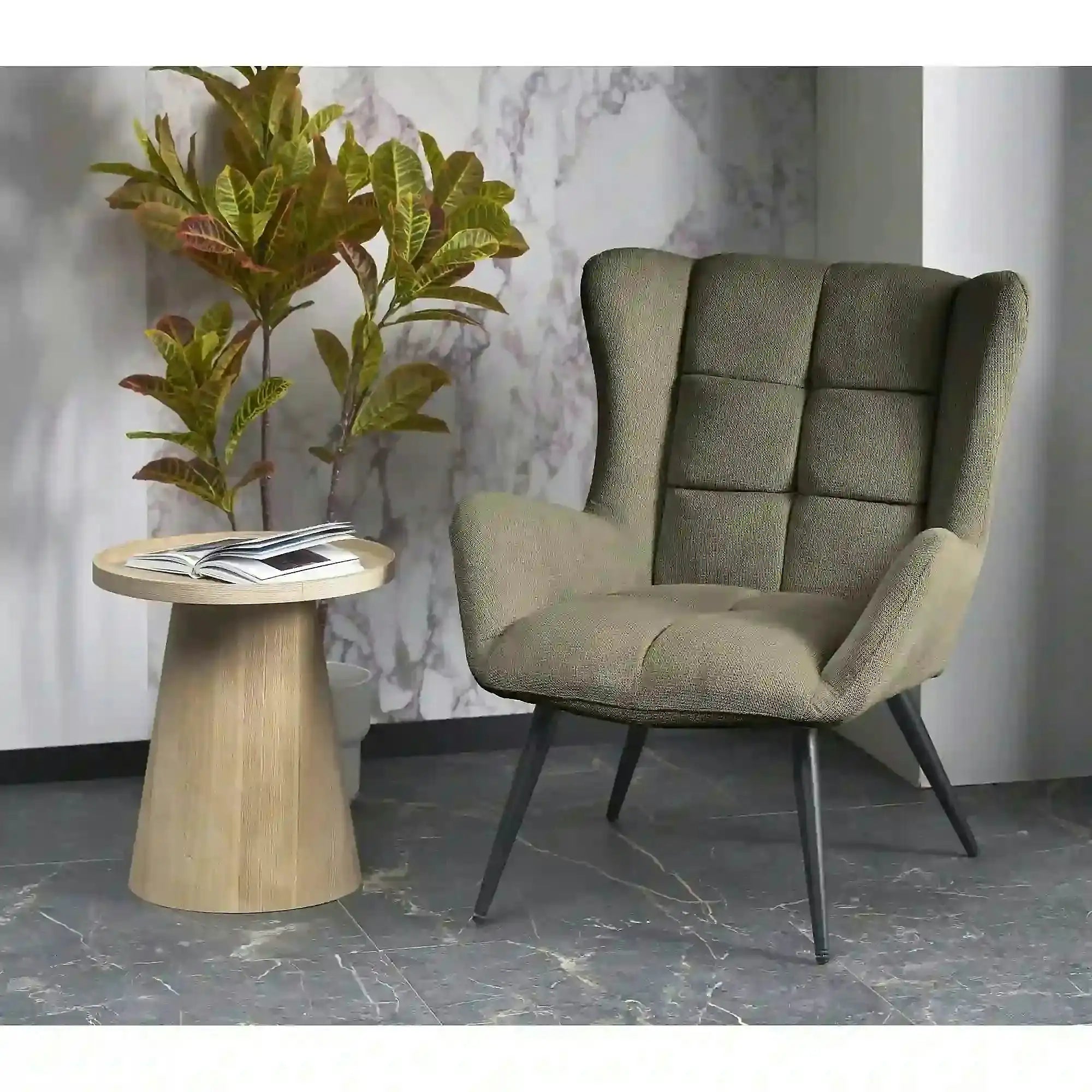 Fotoliu BYRON, stofa clasica verde olive - Vardo 74, 75x85x92 cm