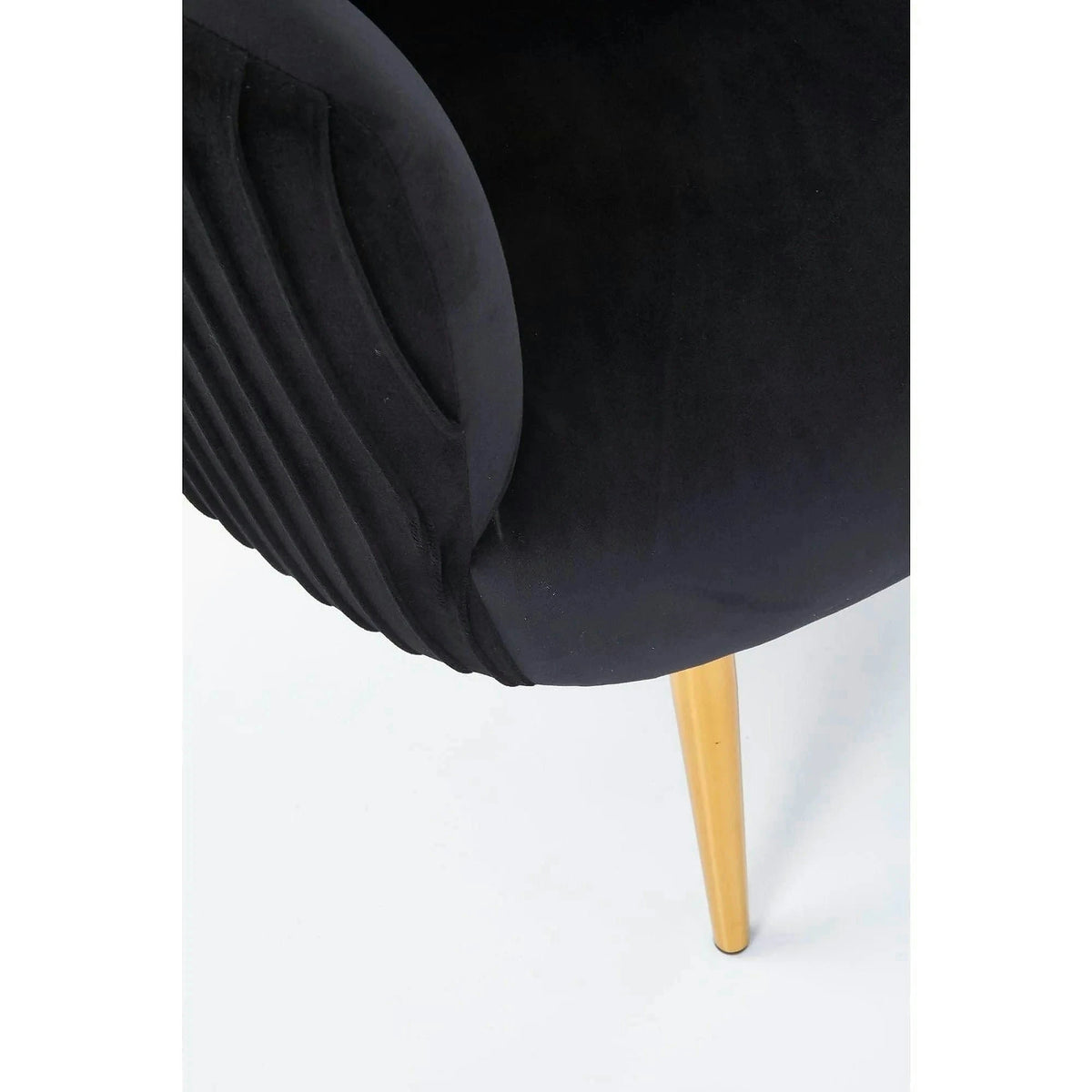 Fotoliu cafenea CROWN, negru/auriu, stofa catifelata/otel, 78x72x80 cm