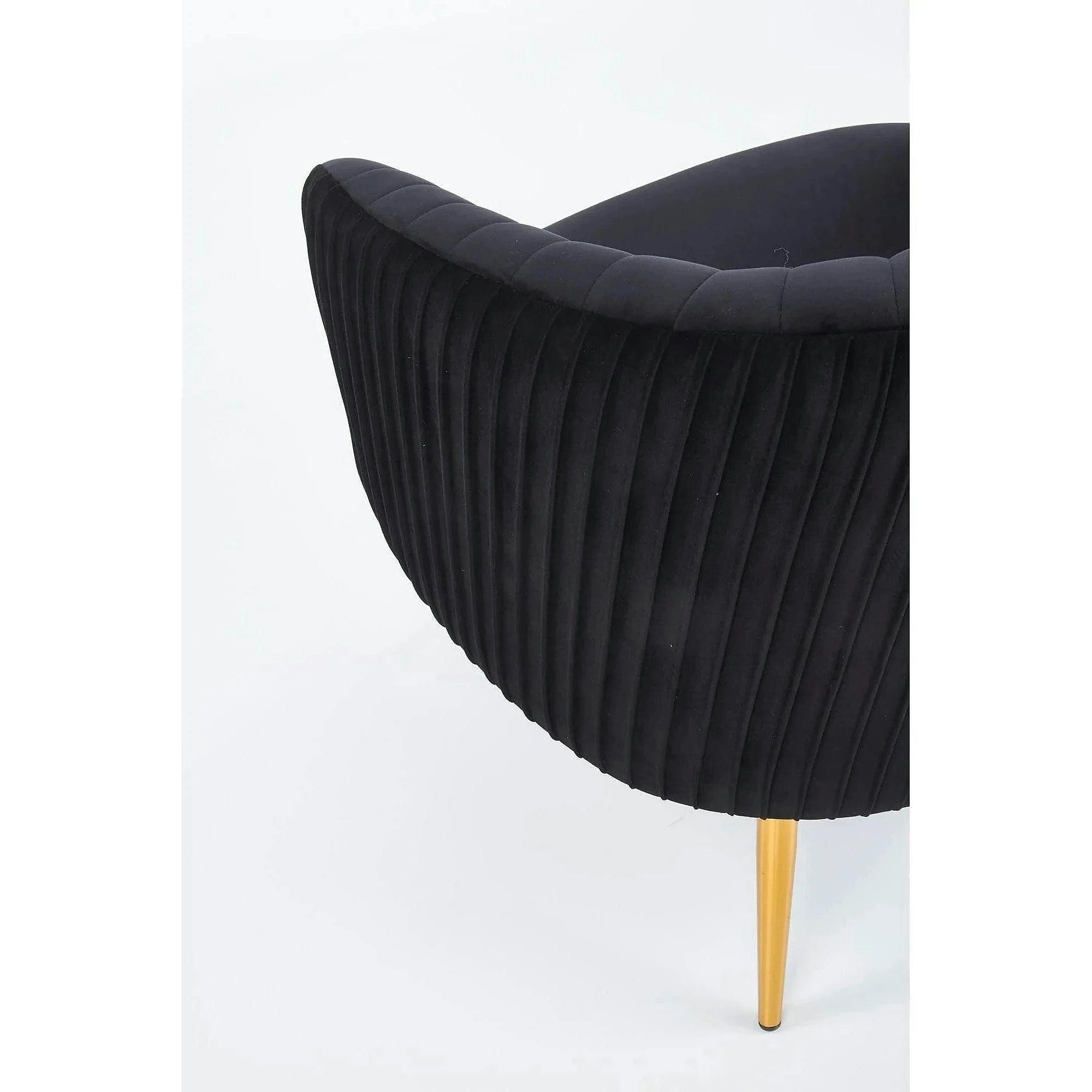 Fotoliu cafenea CROWN, negru/auriu, stofa catifelata/otel, 78x72x80 cm