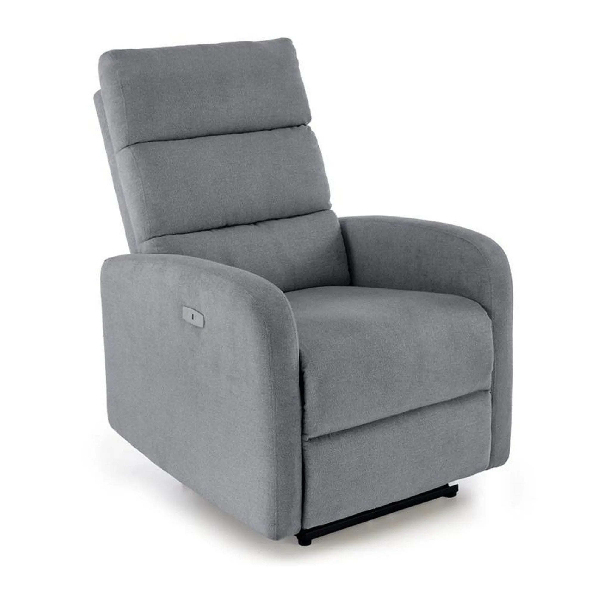 Fotoliu CARINIO, gri/negru, stofa clasica/metal, 75x95/165x87/107 cm