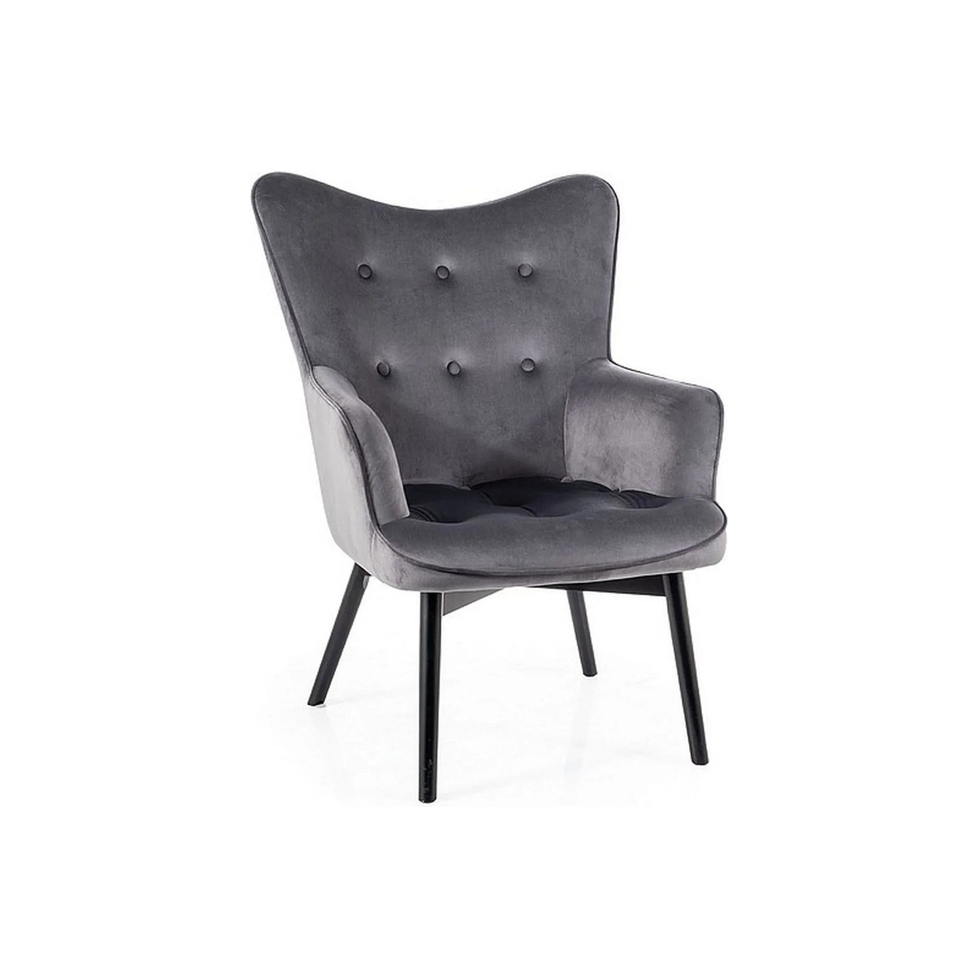 Fotoliu CARMEN, stofa catifelata gri inchis - Bluvel 14, 72x75x99 cm