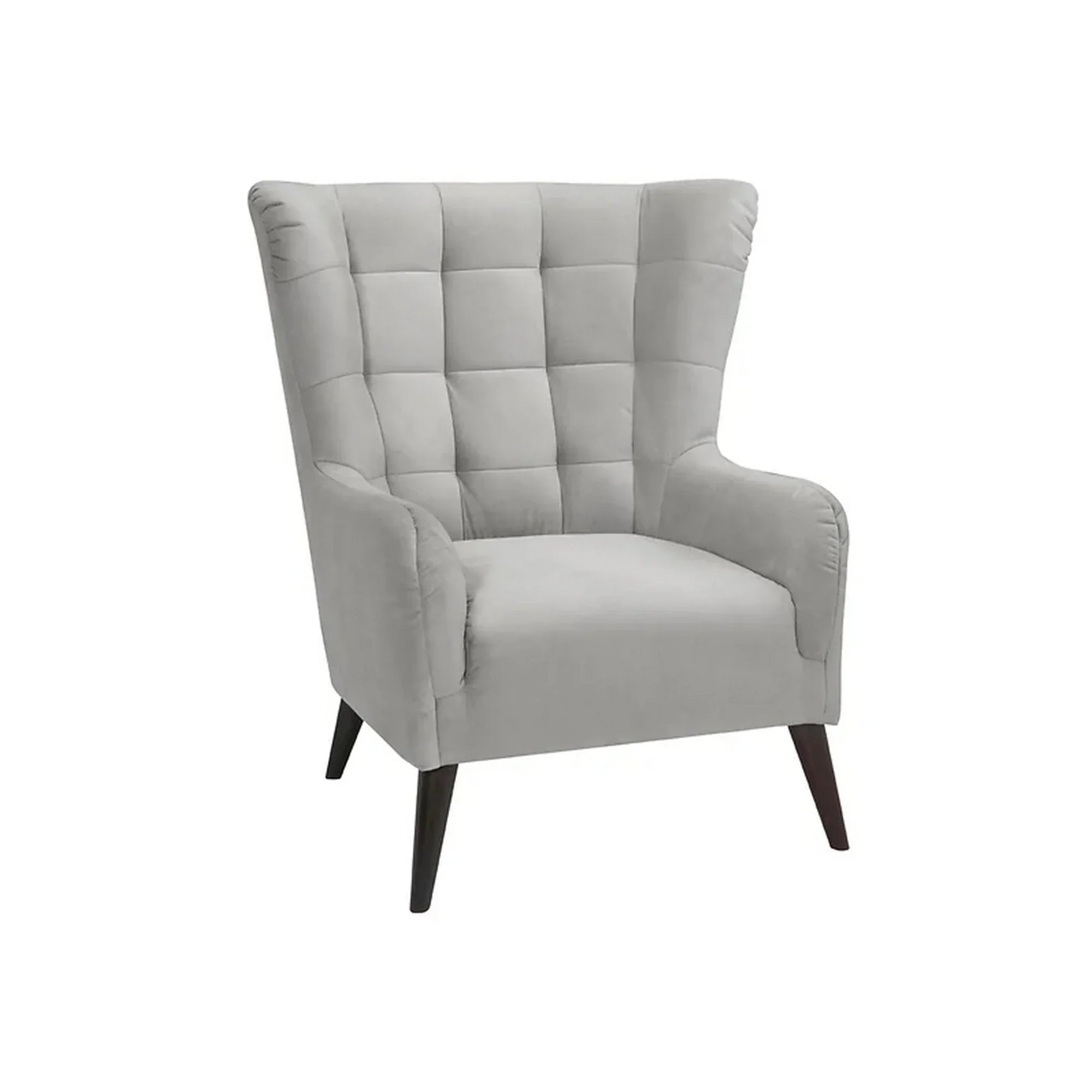 Fotoliu CASEY, gri/negru, stofa catifelata/lemn, 94x86x107 cm