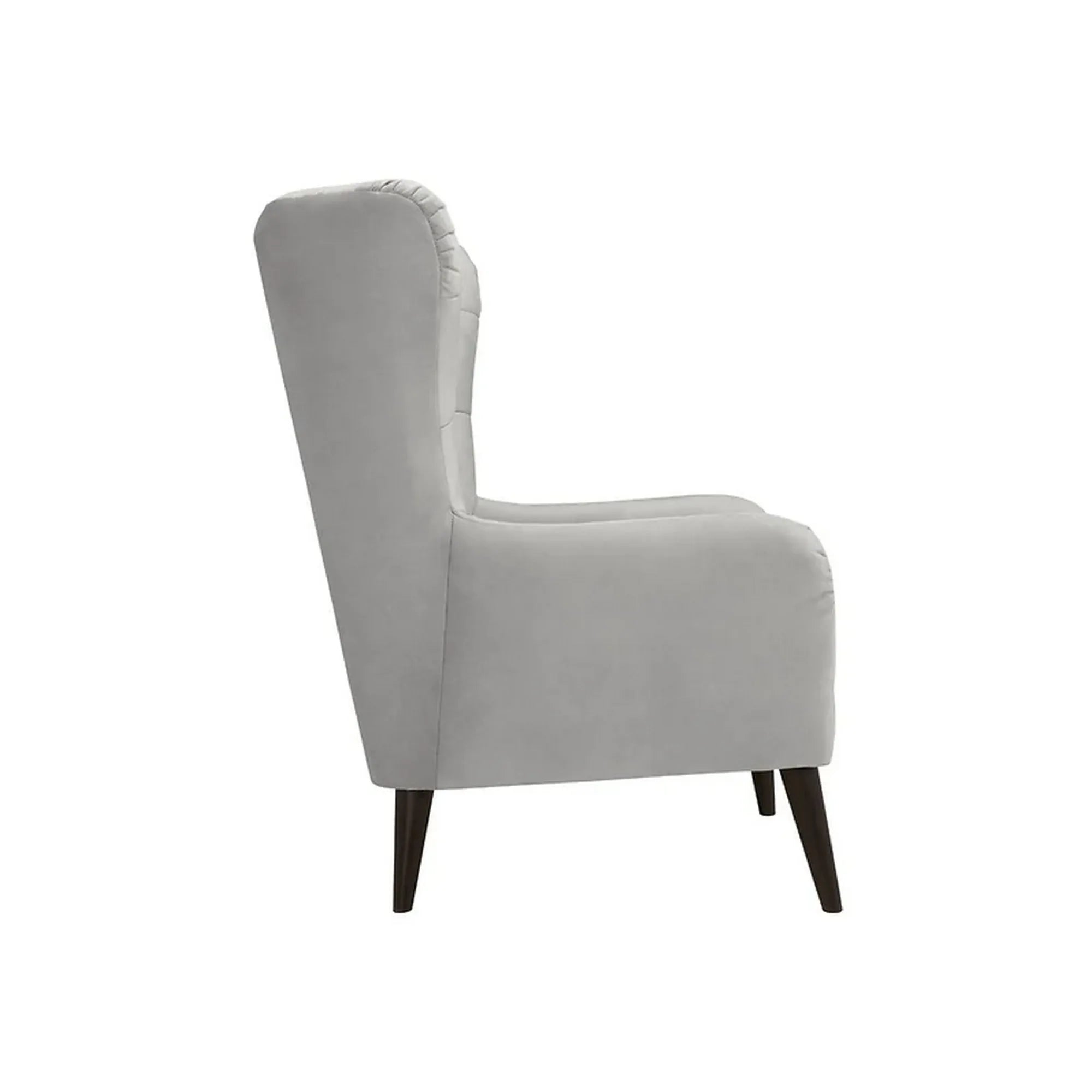 Fotoliu CASEY, gri/negru, stofa catifelata/lemn, 94x86x107 cm