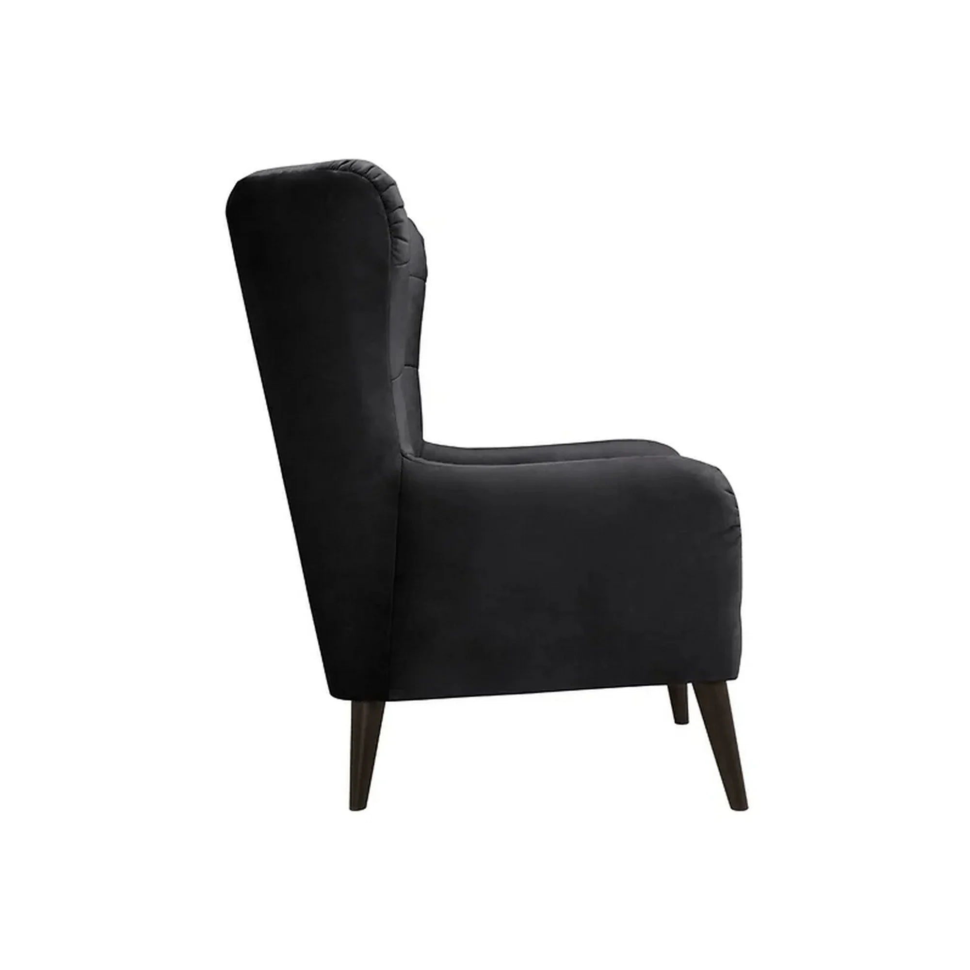 Fotoliu CASEY, negru, stofa catifelata/lemn, 94x86x107 cm