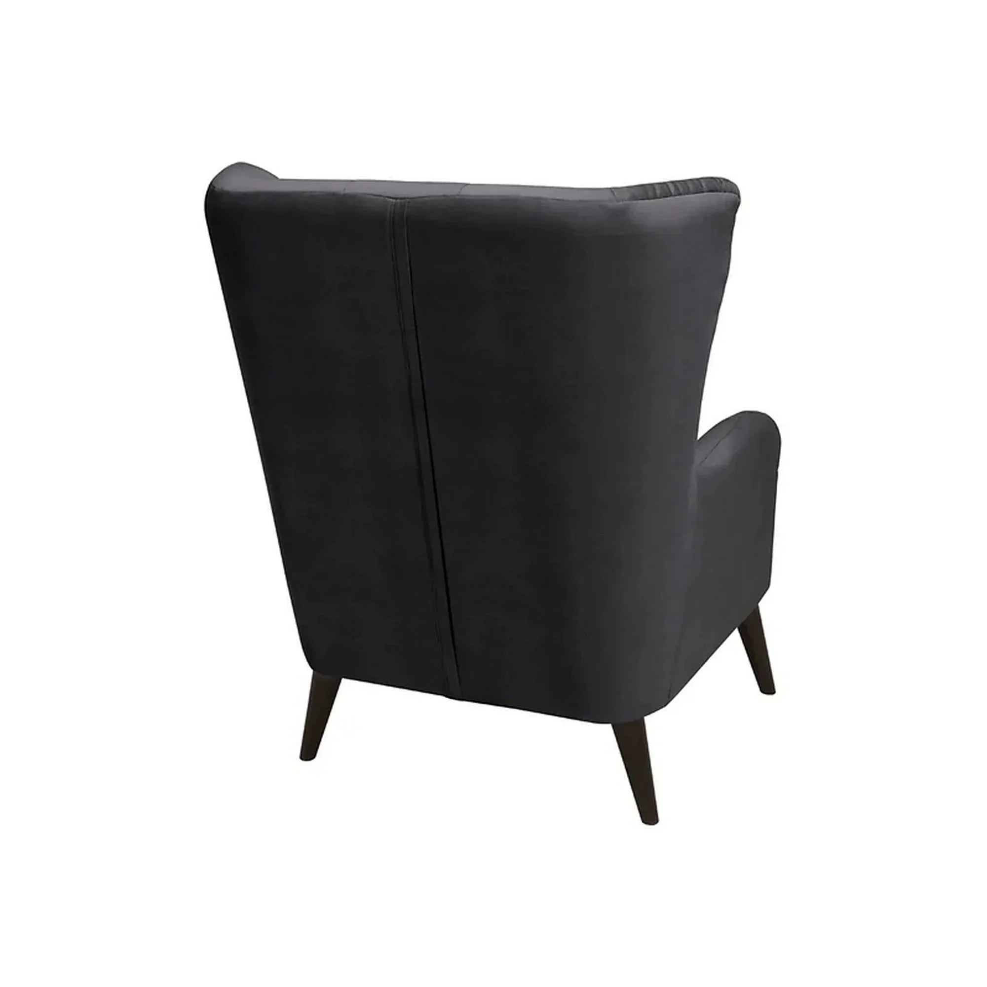 Fotoliu CASEY, negru, stofa catifelata/lemn, 94x86x107 cm