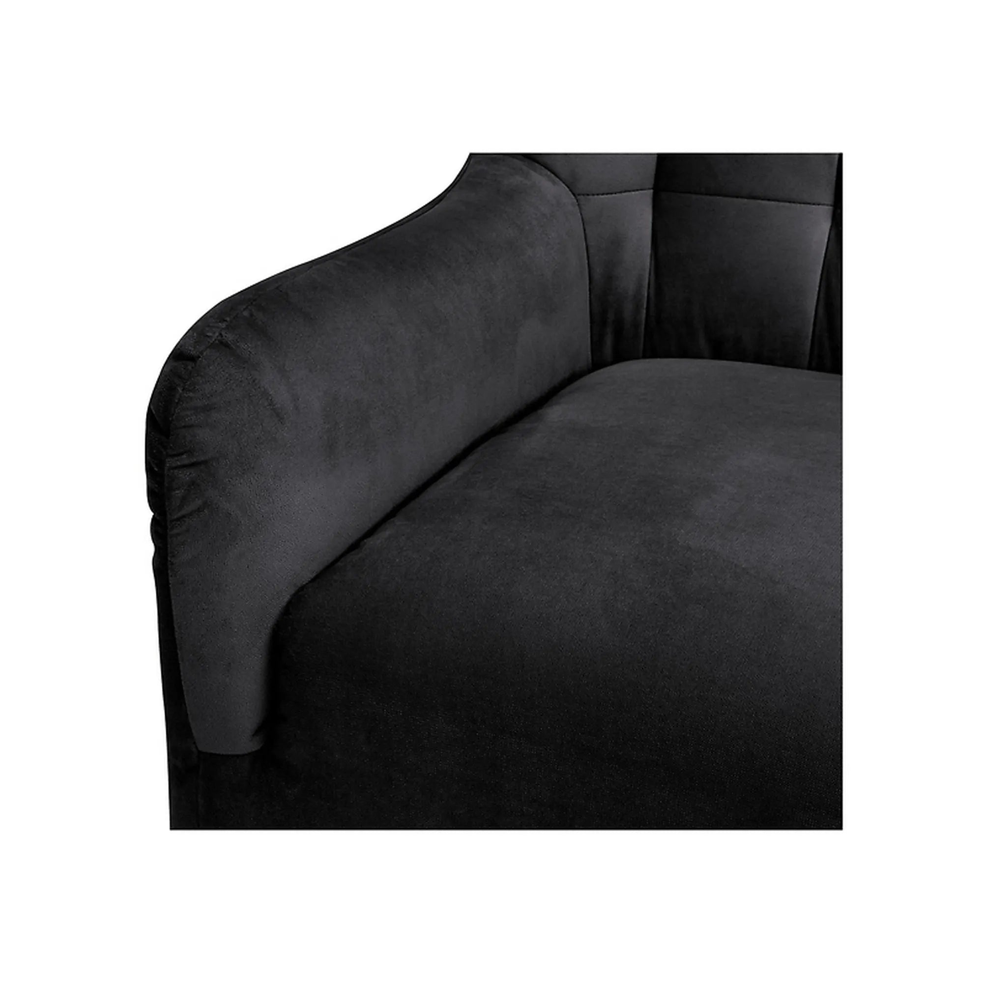Fotoliu CASEY, negru, stofa catifelata/lemn, 94x86x107 cm
