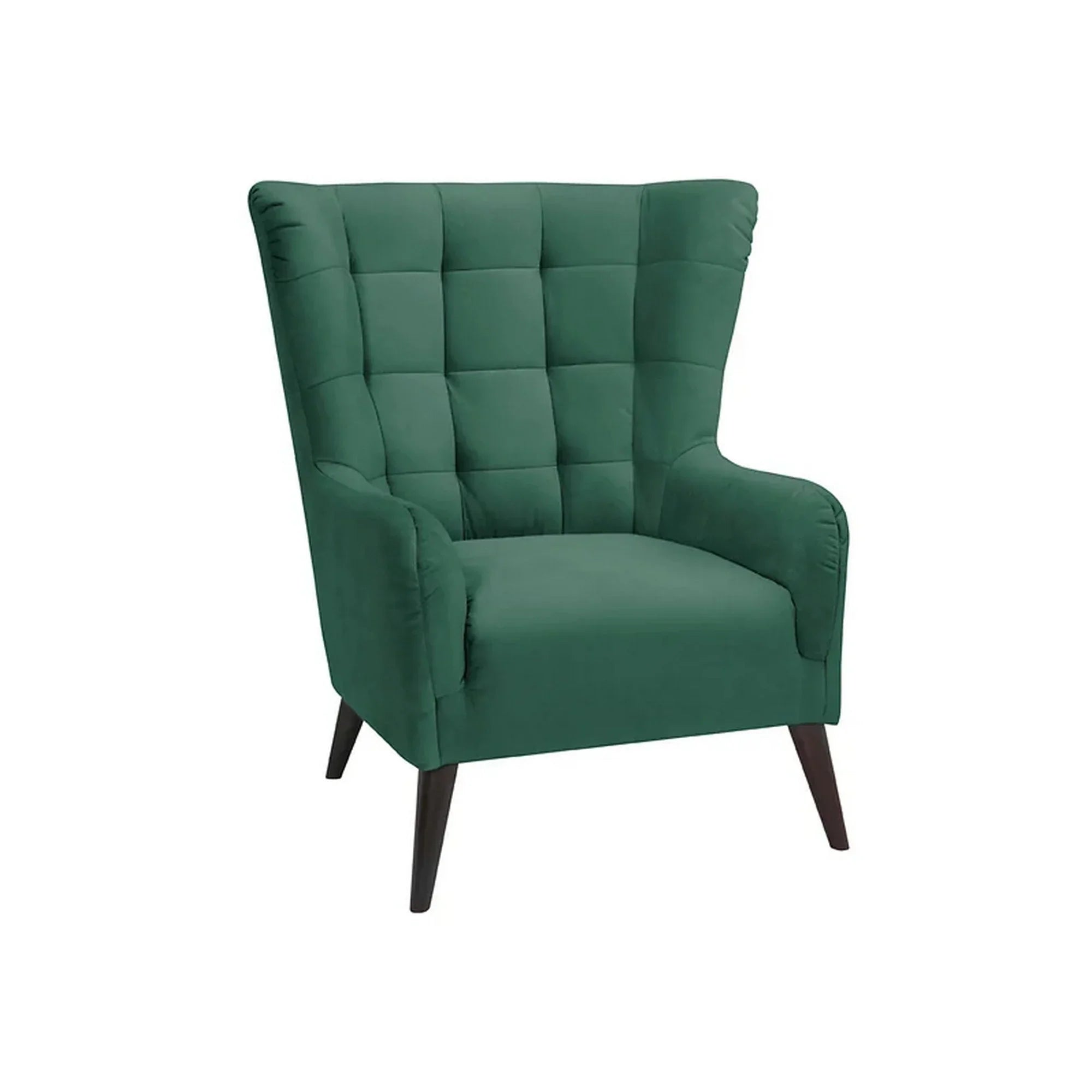 Fotoliu CASEY, verde/negru, stofa catifelata/lemn, 94x86x107 cm