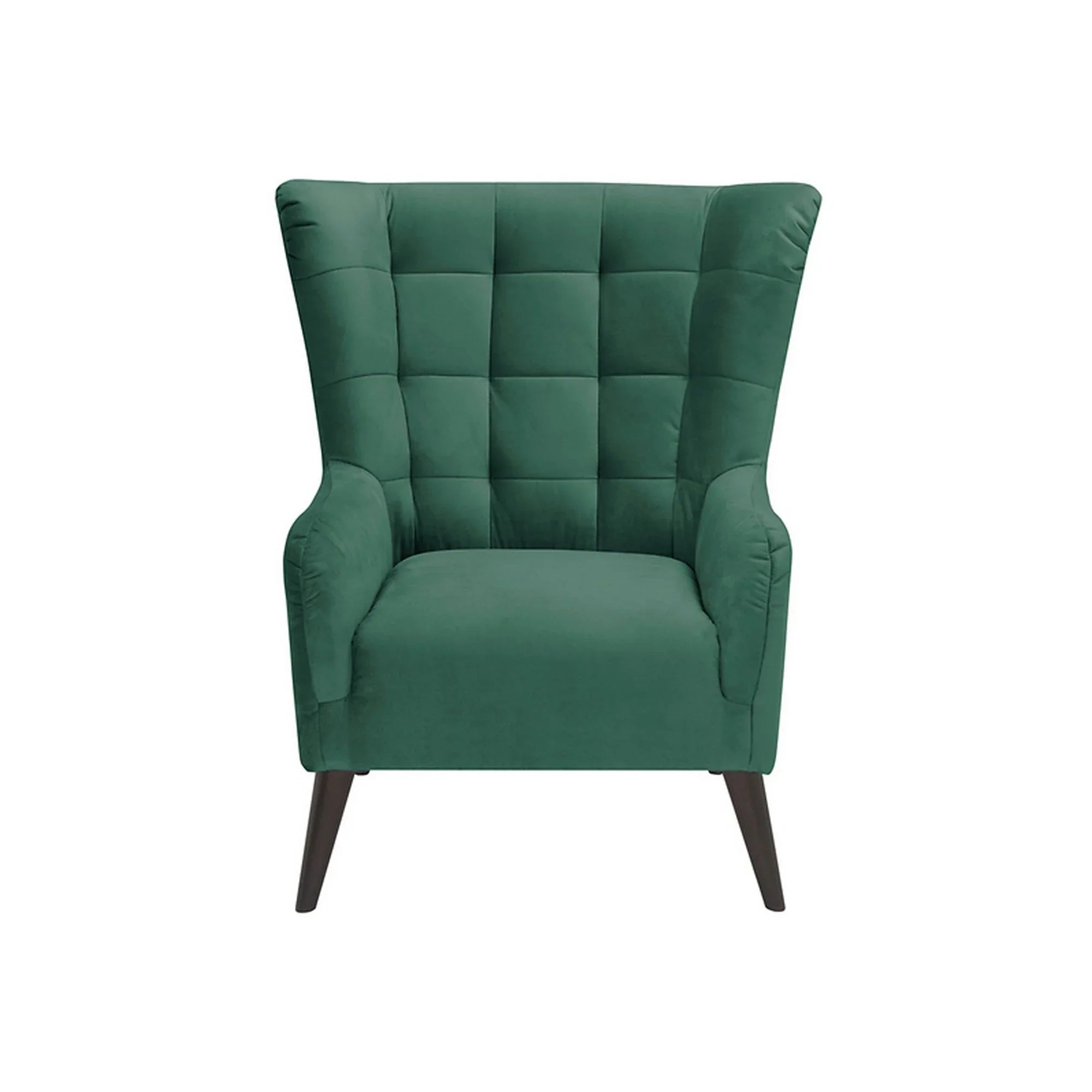 Fotoliu CASEY, verde/negru, stofa catifelata/lemn, 94x86x107 cm