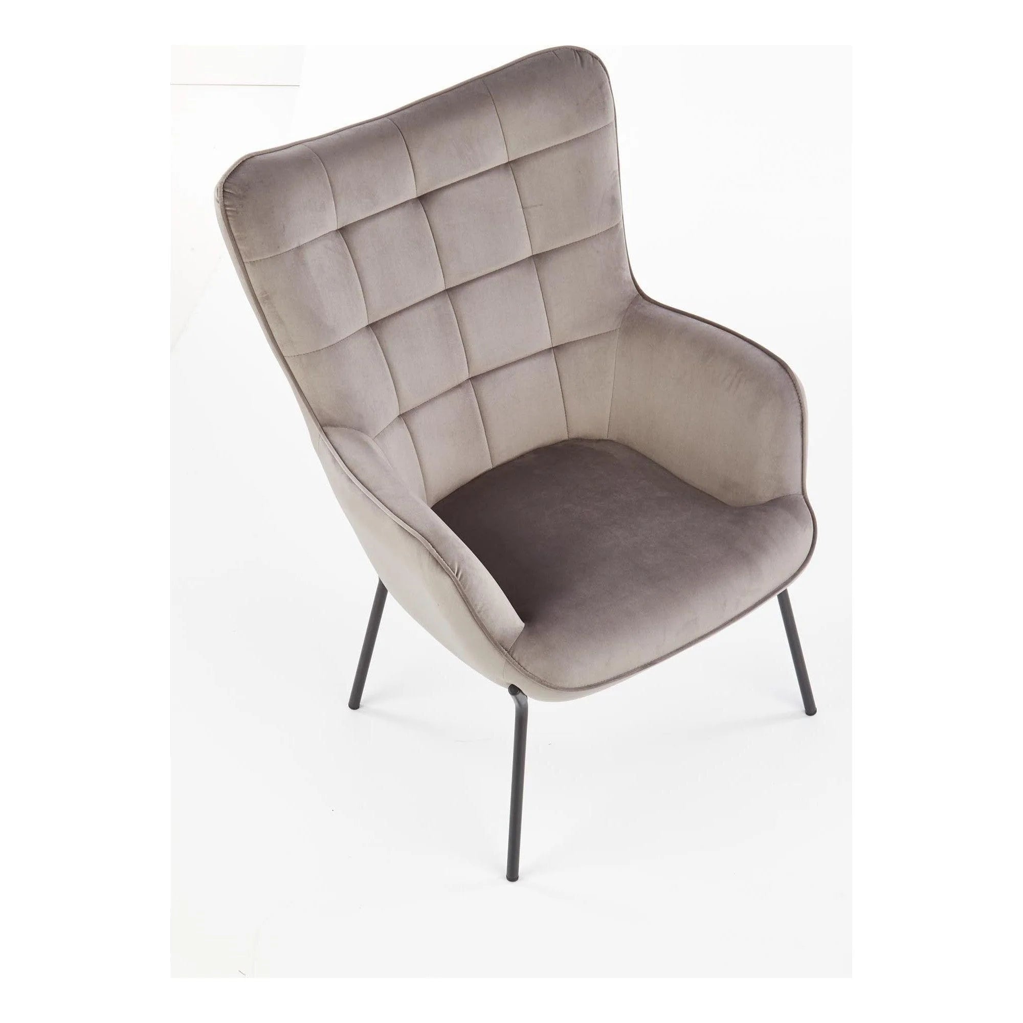 Fotoliu CASTEL, stofa catifelata gri - Bluvel 14, 71x79x97 cm