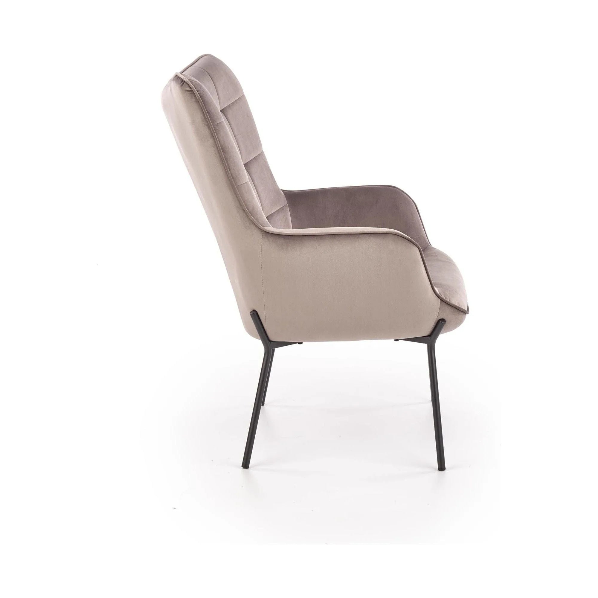 Fotoliu CASTEL, stofa catifelata gri - Bluvel 14, 71x79x97 cm