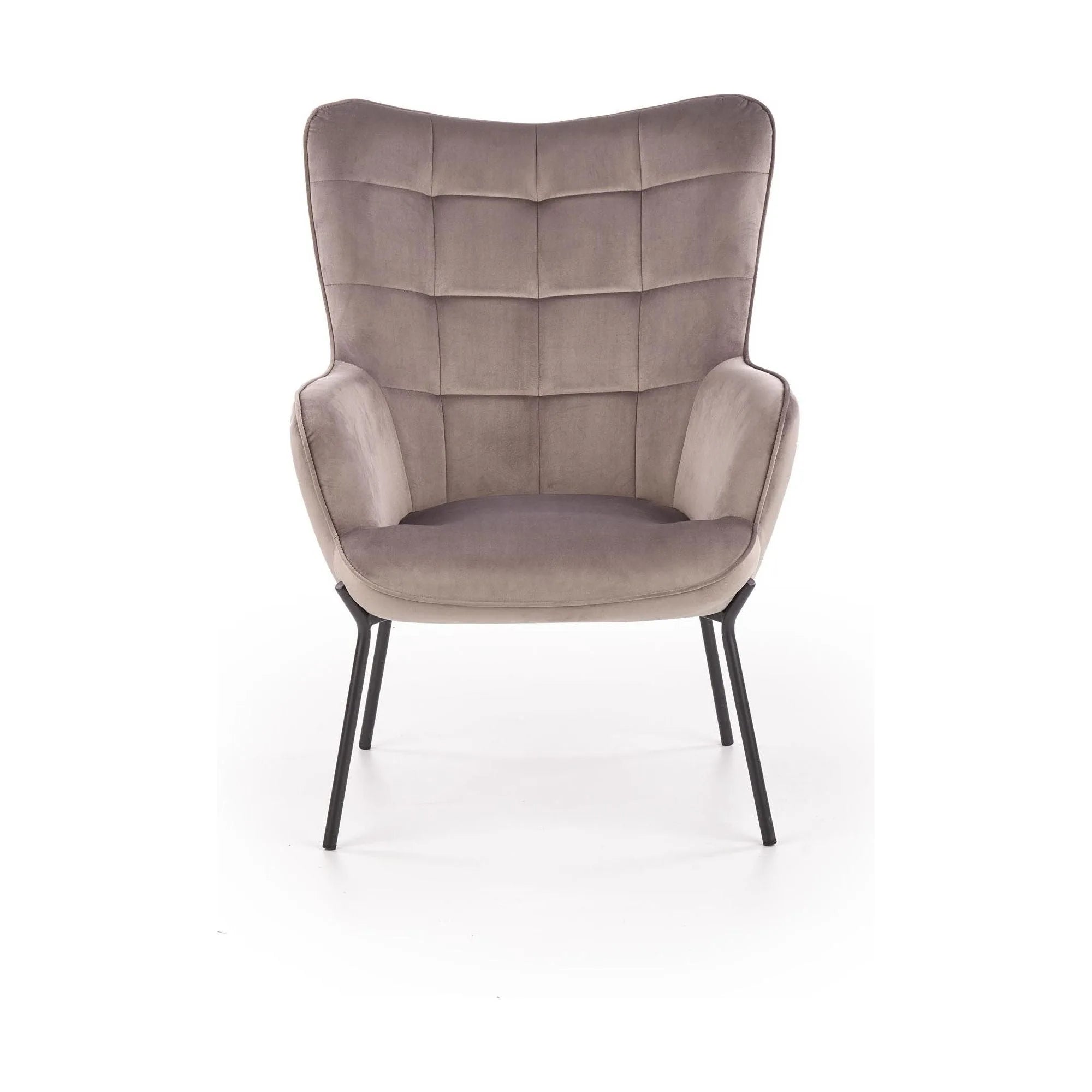 Fotoliu CASTEL, stofa catifelata gri - Bluvel 14, 71x79x97 cm