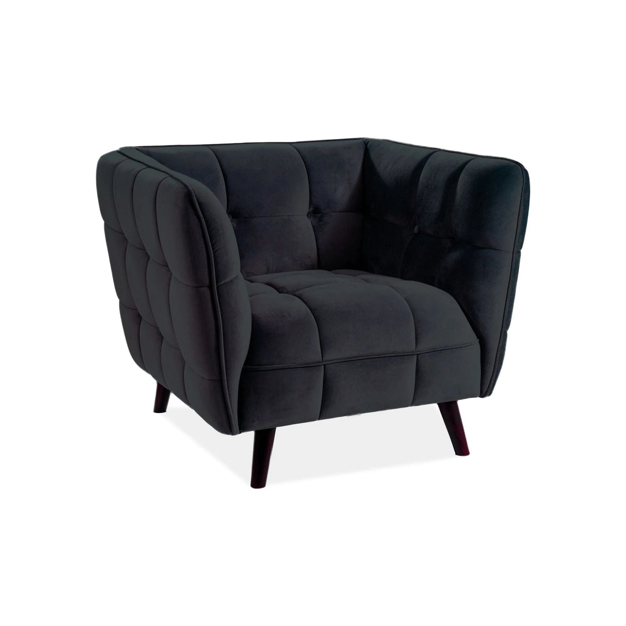 Fotoliu CASTELLO, negru/wenge, stofa catifelata/lemn de fag, 92x85x78 cm