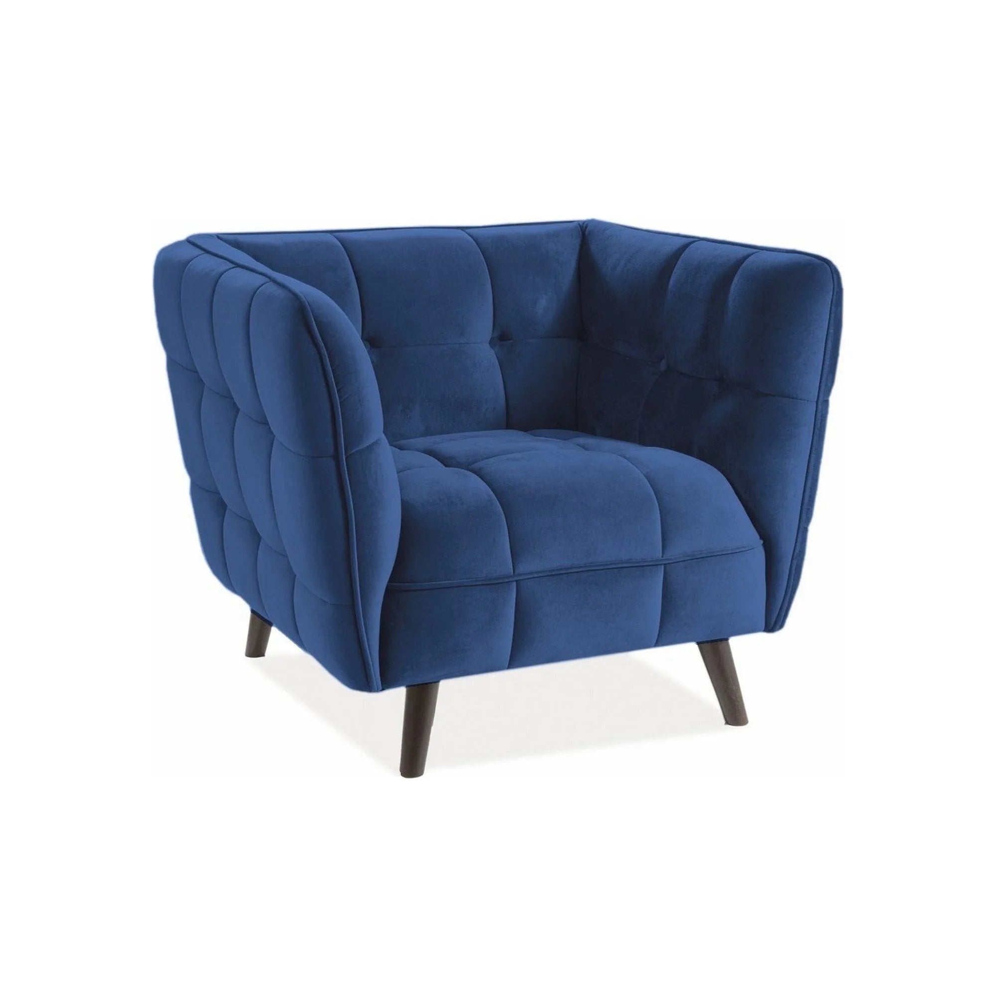 Fotoliu CASTELLO, stofa catifelata albastru - Bluvel 86, 92x85x78 cm