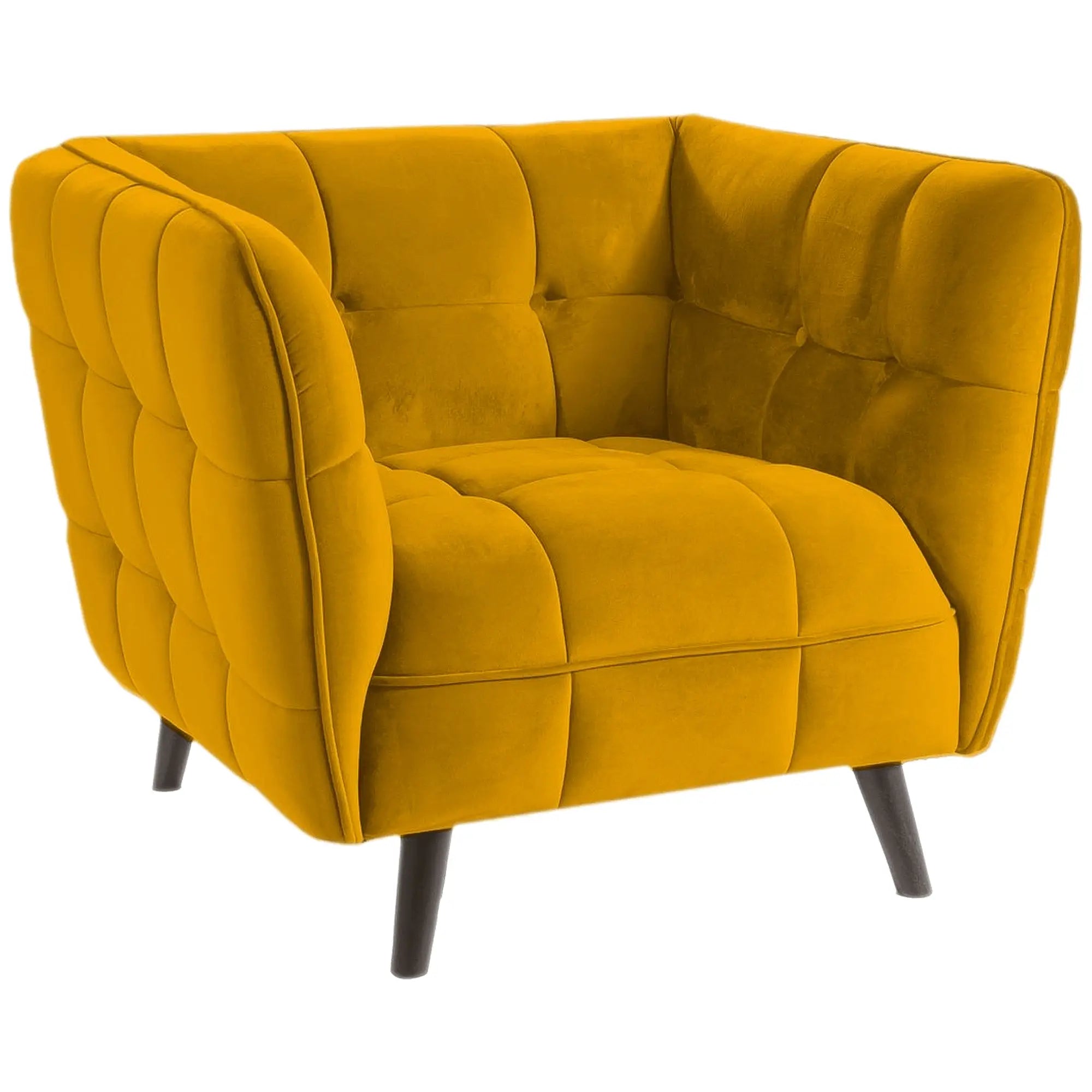 Fotoliu CASTELLO, stofa catifelata galben - Bluvel 68, 92x85x78 cm