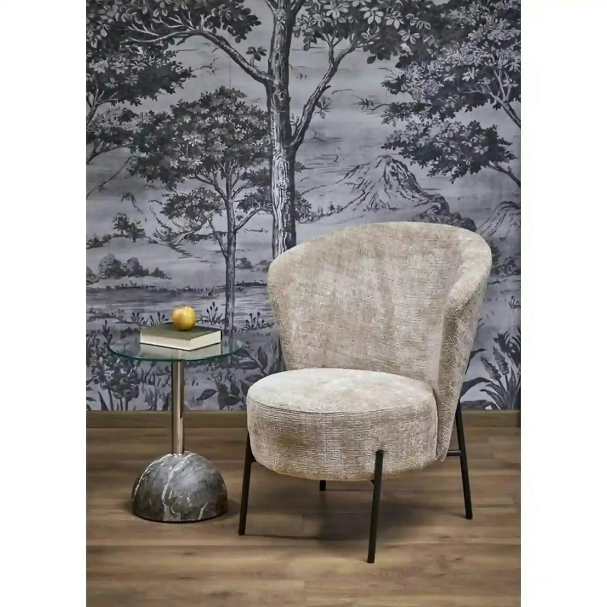 Fotoliu CEZAR, bej/negru, stofa catifelata/otel, 70x79x85 cm