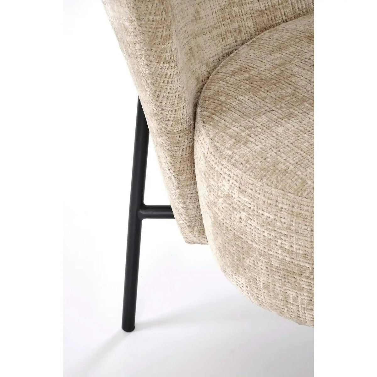 Fotoliu CEZAR, bej/negru, stofa catifelata/otel, 70x79x85 cm