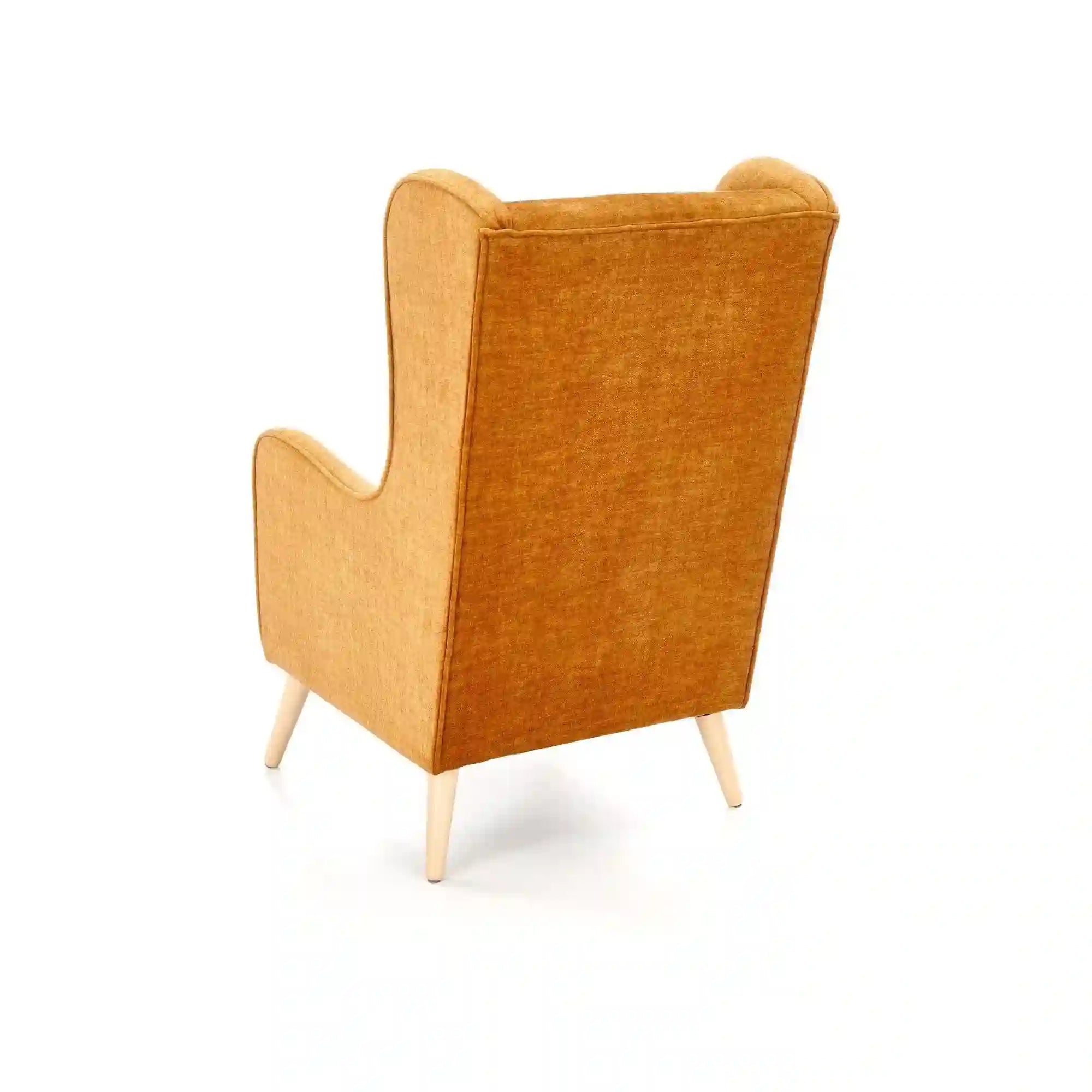 Fotoliu CHESTER 2, galben/stejar, stofa catifelata/lemn, 67x85x114 cm