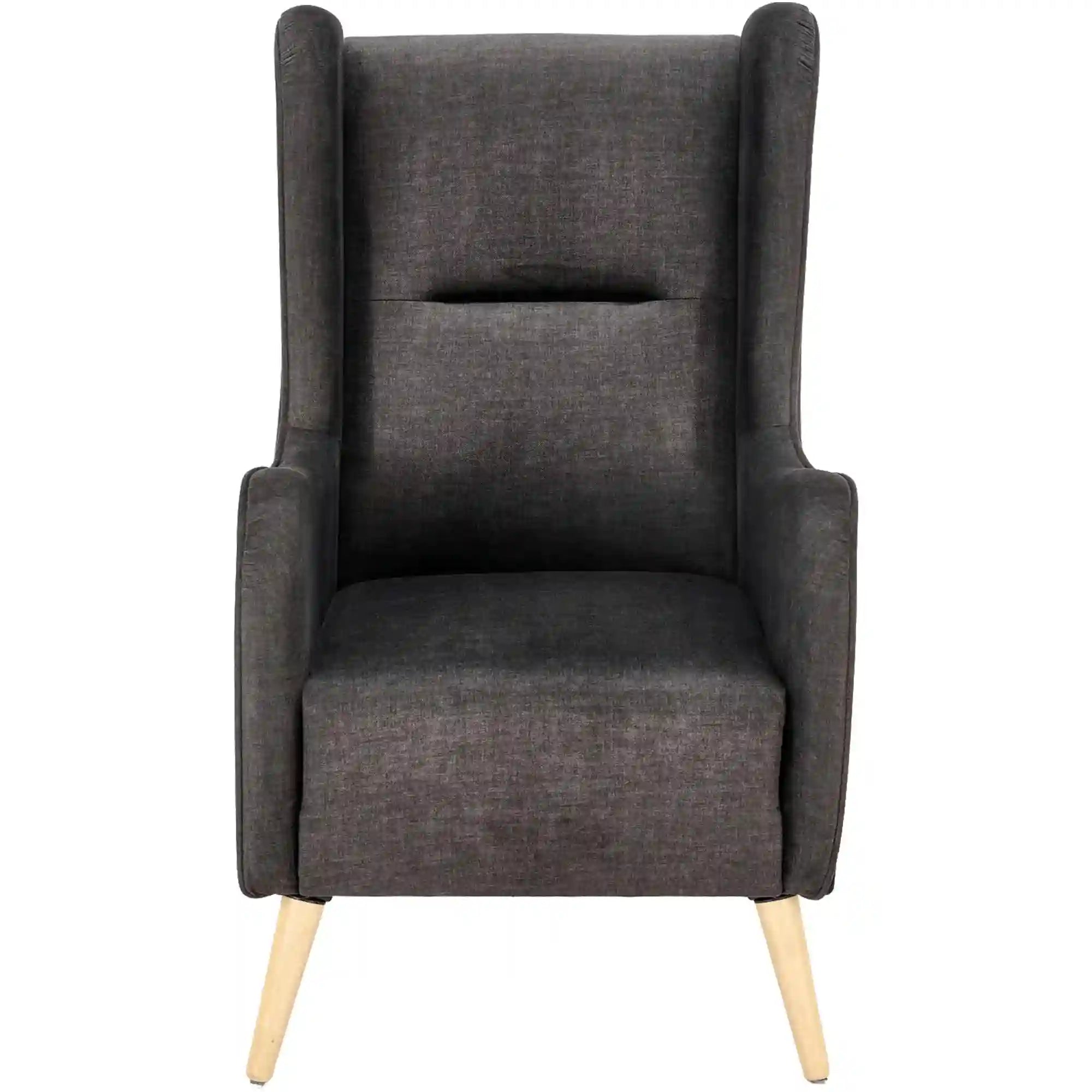 Fotoliu CHESTER, gri antracit/stejar, stofa catifelata/lemn, 67x85x114 cm