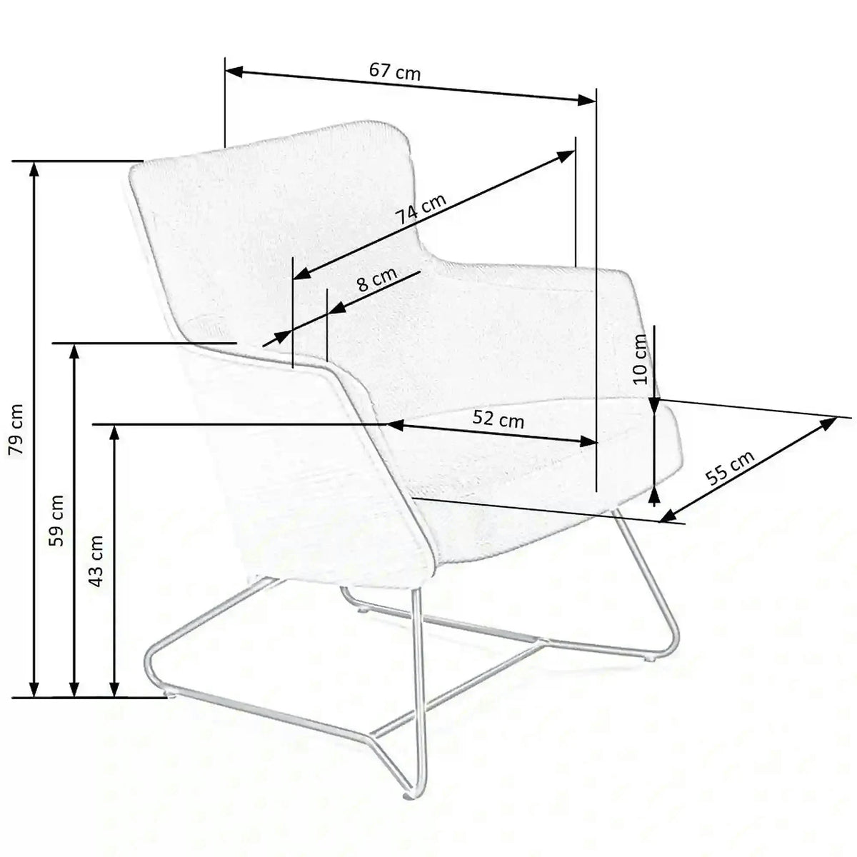 Fotoliu CHILLOUT, gri inchis, stofa, 74x67x79 cm