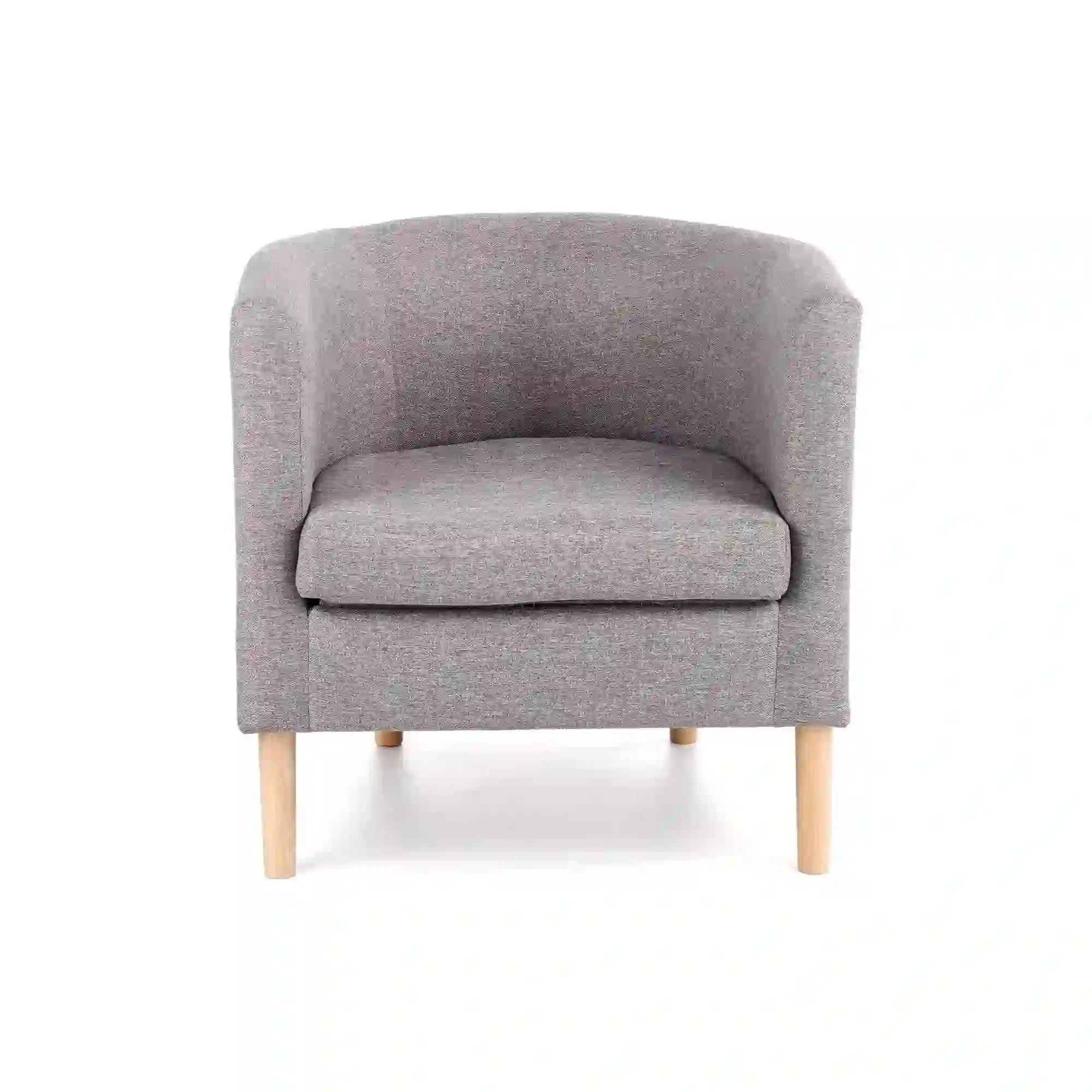 Fotoliu CLUBBY, gri/stejar natural, stofa clasica/lemn, 66x58x64 cm