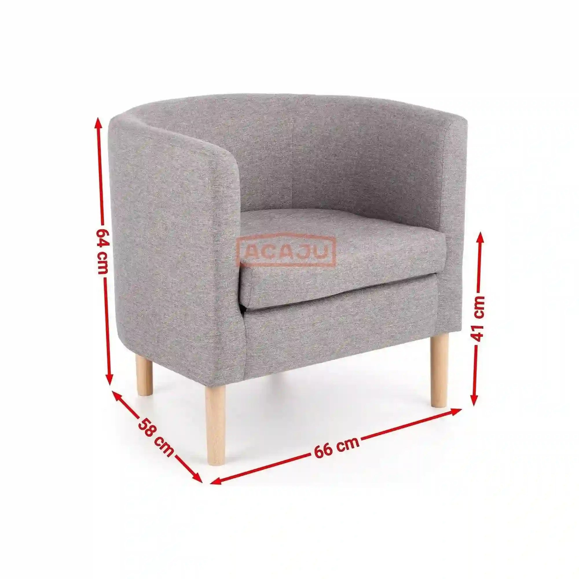 Fotoliu CLUBBY, gri/stejar natural, stofa clasica/lemn, 66x58x64 cm