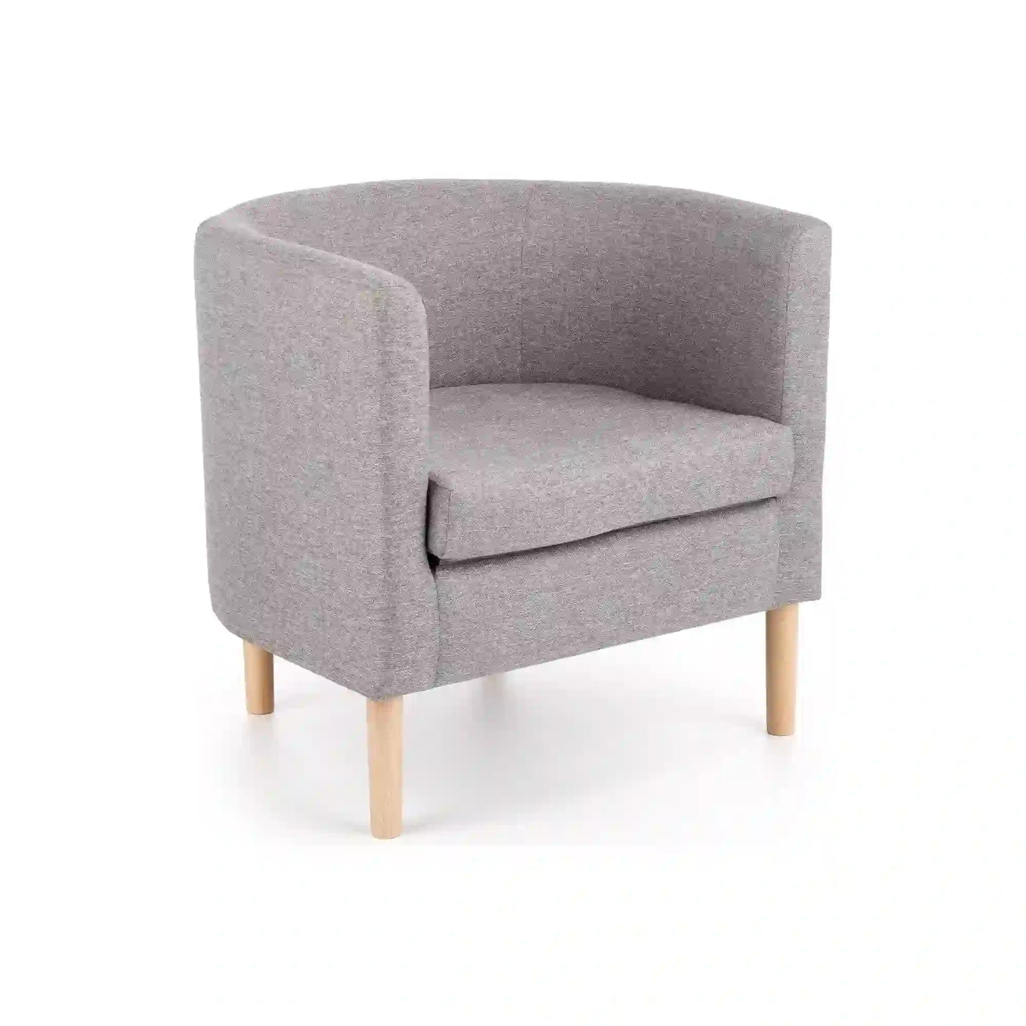 Fotoliu CLUBBY, gri/stejar natural, stofa clasica/lemn, 66x58x64 cm