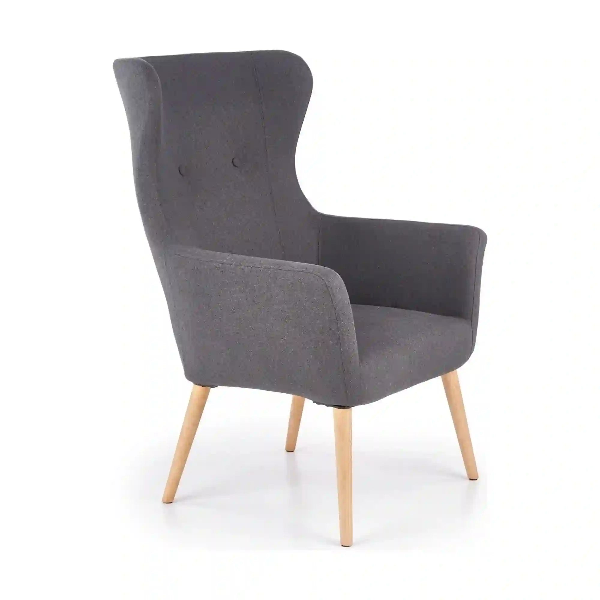 Fotoliu COTTO, gri inchis/stejar, lemn, 73x76x99 cm