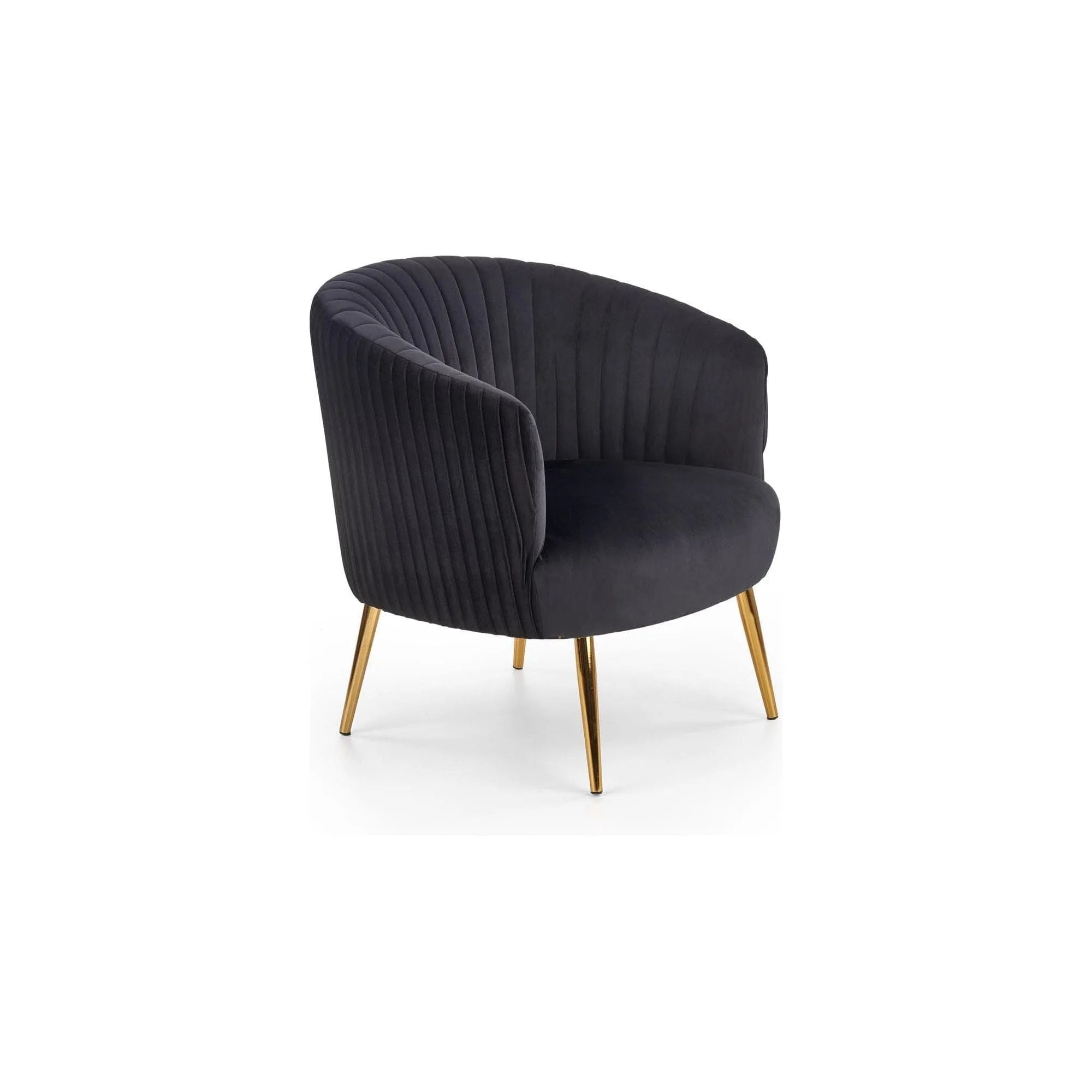 Fotoliu CROWN, negru/auriu, stofa catifelata/otel, 78x72x80 cm