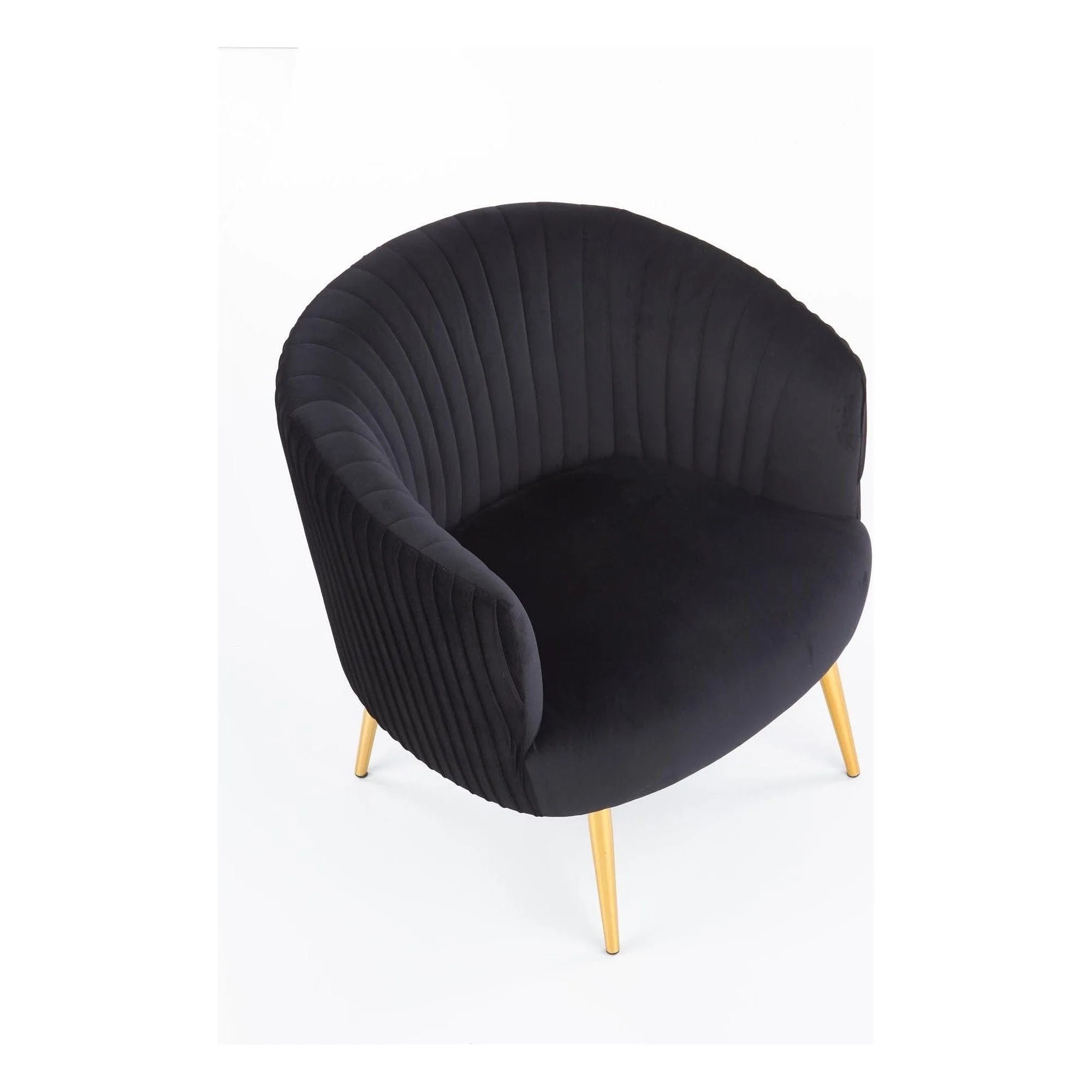 Fotoliu CROWN, negru/auriu, stofa catifelata/otel, 78x72x80 cm