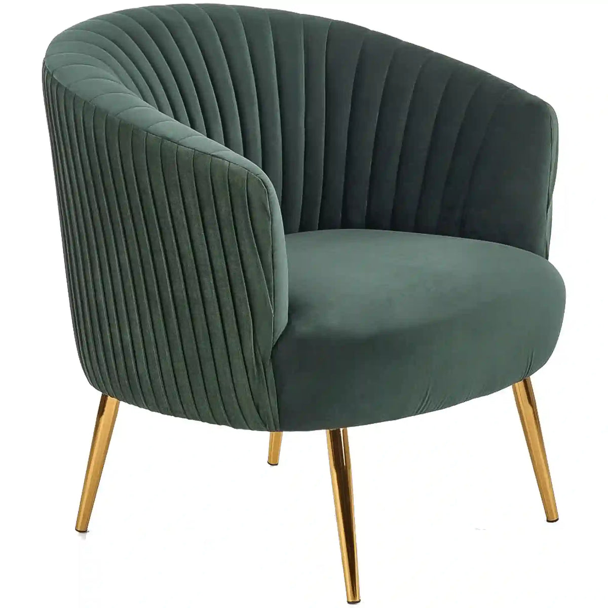 Fotoliu cafenea CROWN, verde inchis/auriu, stofa catifelata/otel, 78x72x80 cm