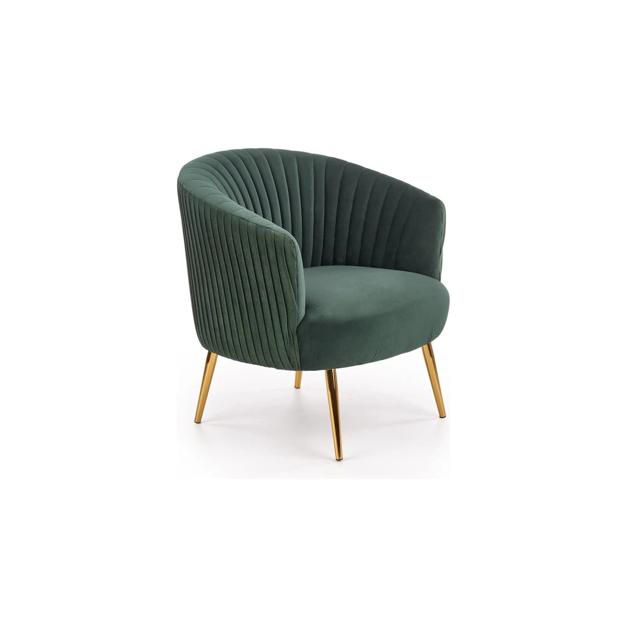 Fotoliu CROWN, verde inchis/auriu, stofa catifelata/otel, 78x72x80 cm