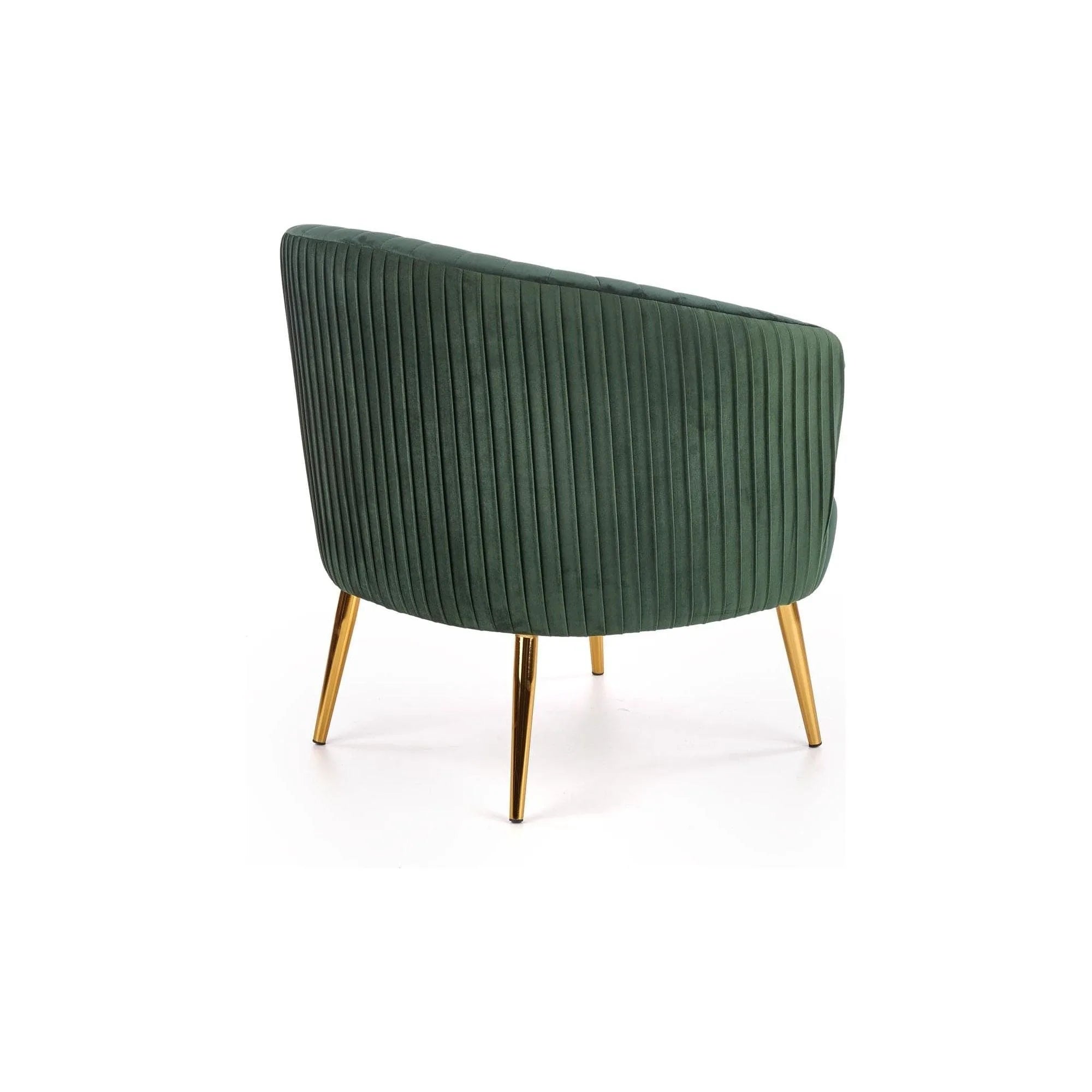 Fotoliu CROWN, verde inchis/auriu, stofa catifelata/otel, 78x72x80 cm