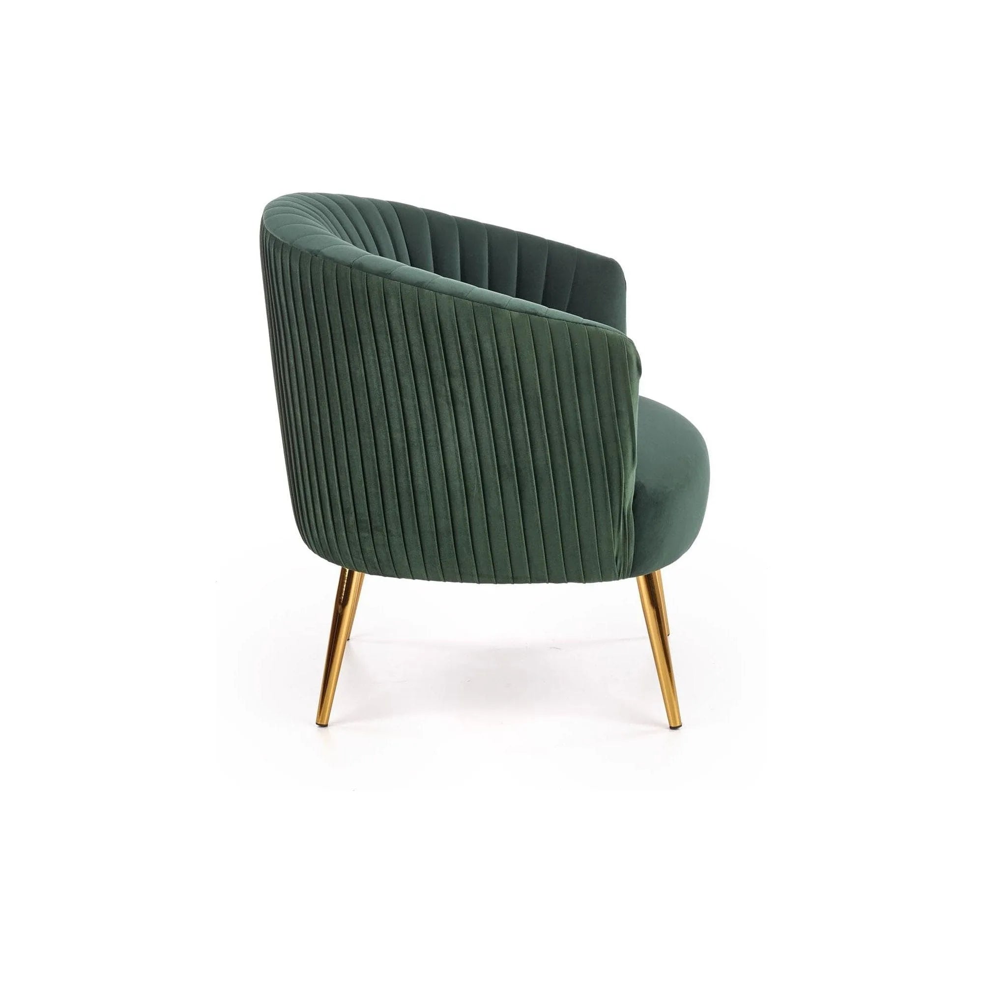 Fotoliu cafenea CROWN, verde inchis/auriu, stofa catifelata/otel, 78x72x80 cm